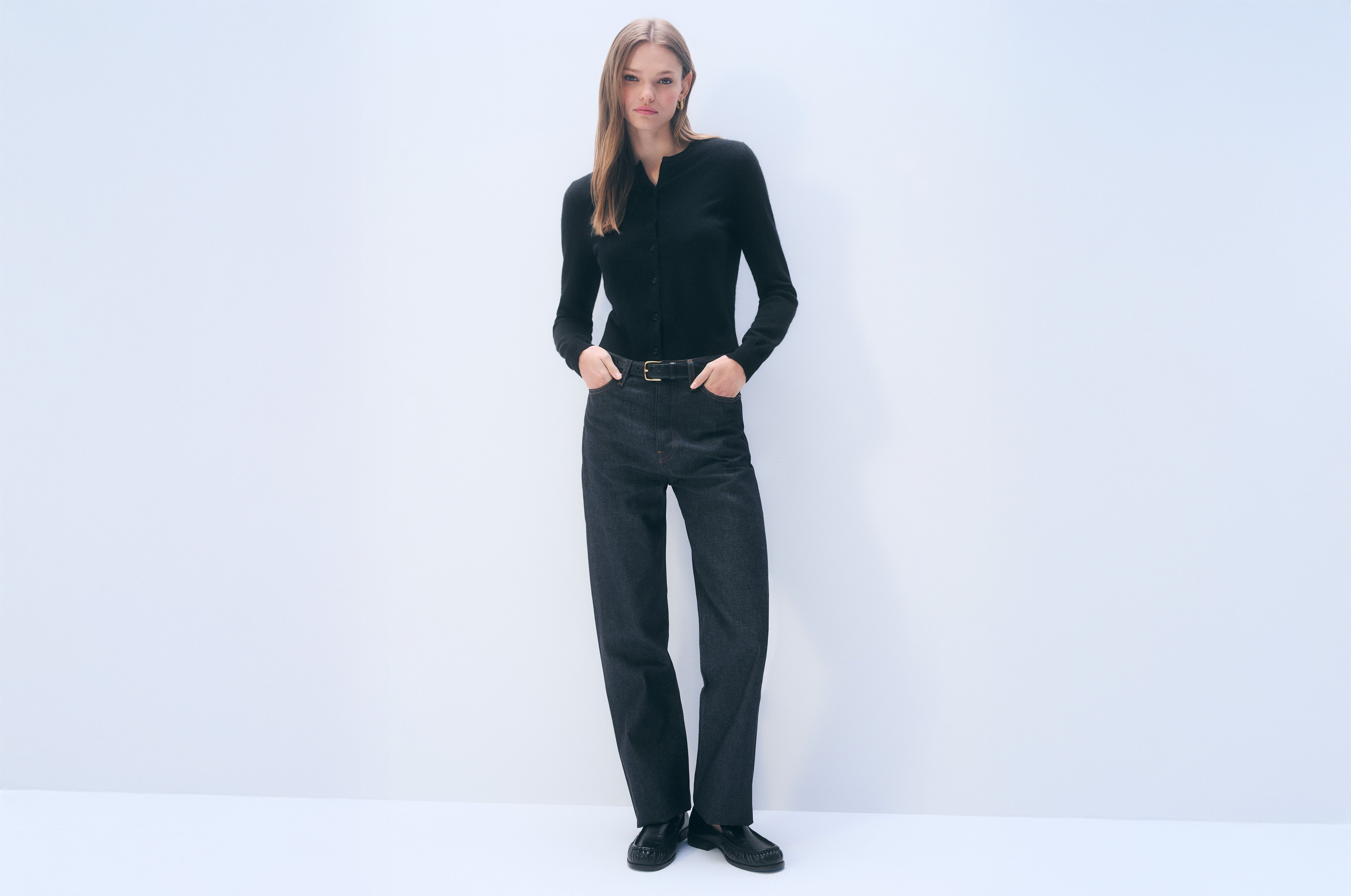 Cashmere Crewneck Cardigan | Black