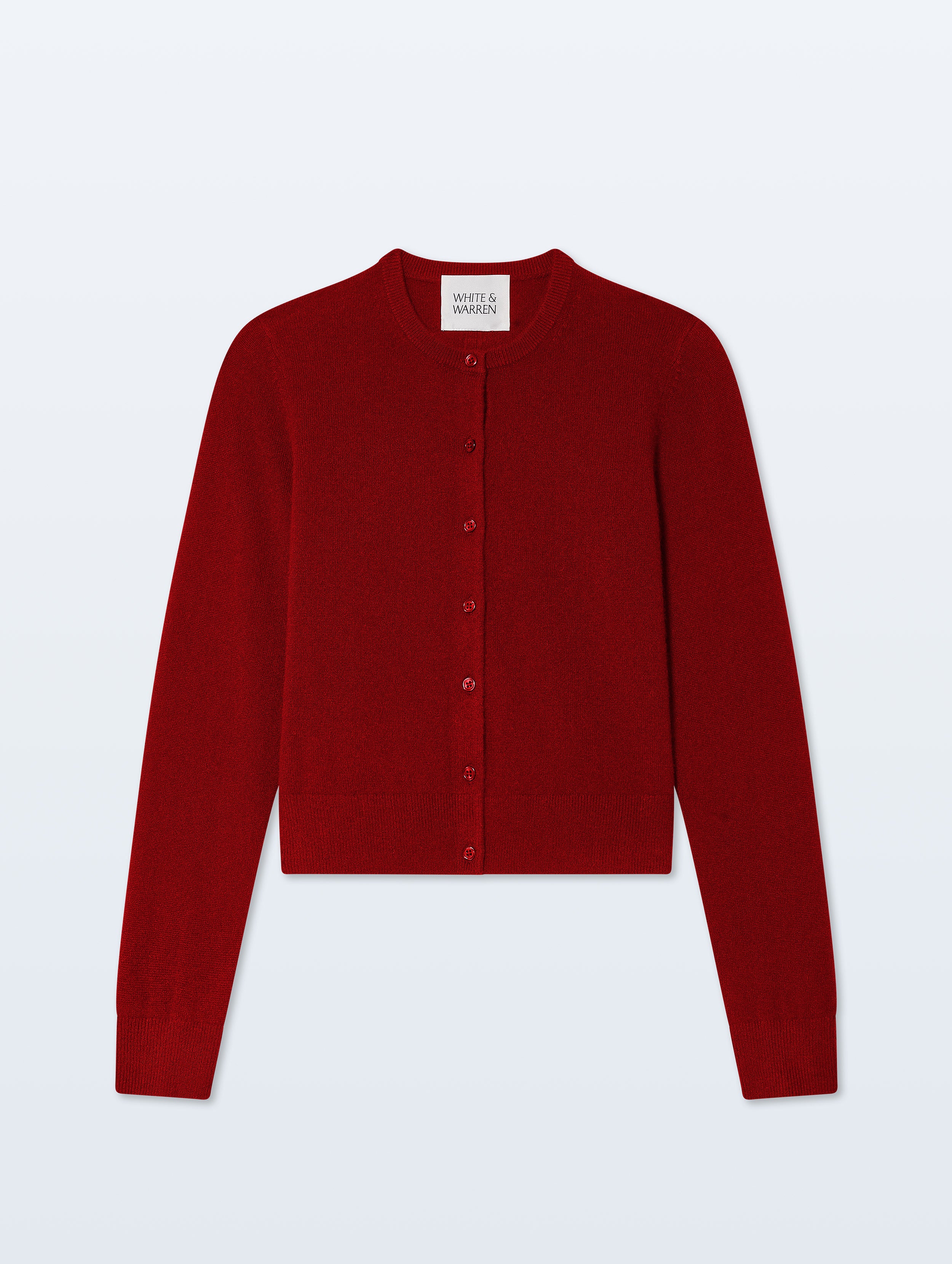 Cashmere Crewneck Cardigan | Deep Crimson