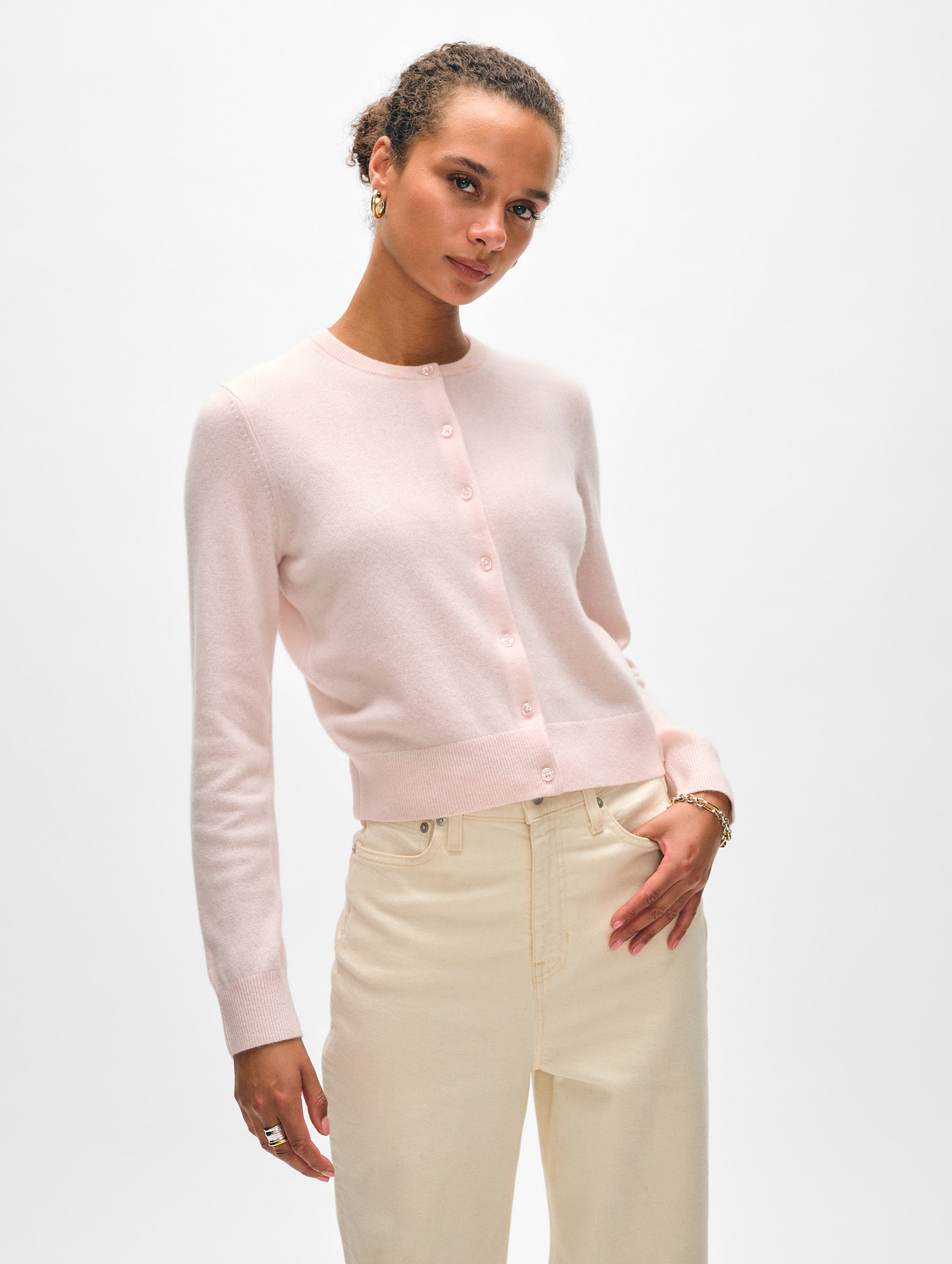 Cashmere Crewneck Cardigan – White + Warren Cashmere Crewneck Cardigan – White + Warren