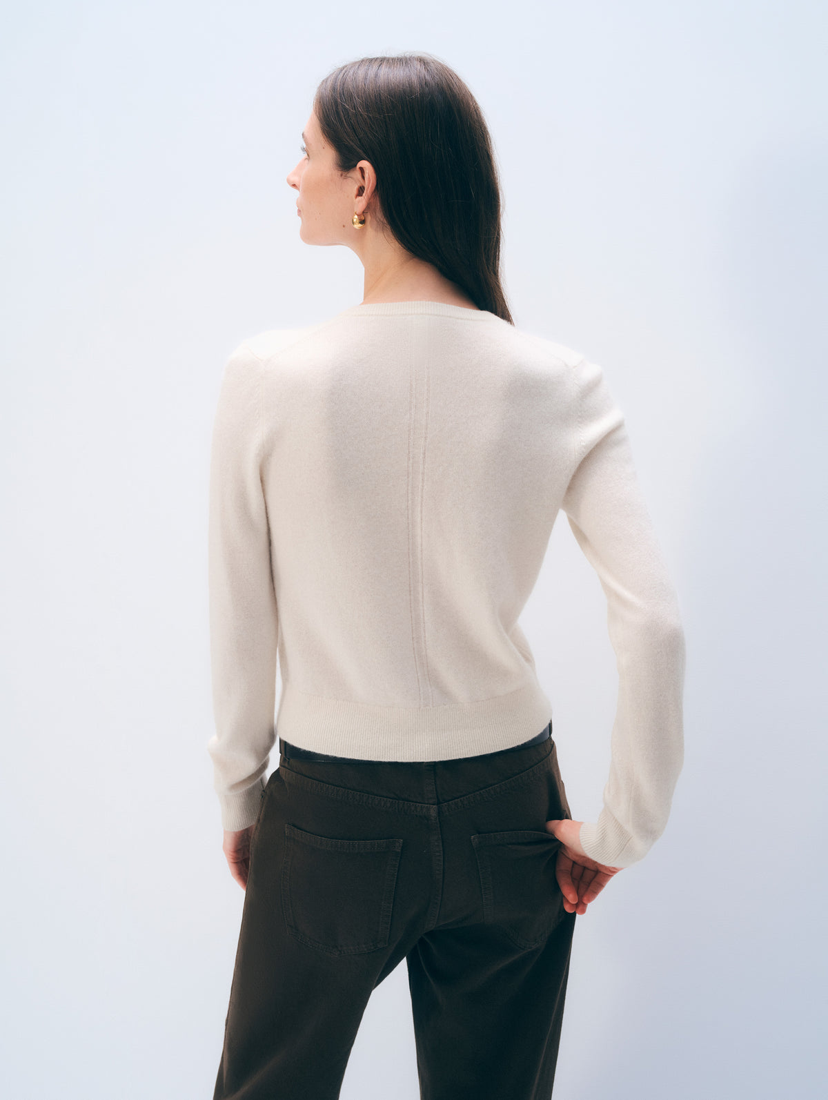 Cashmere Crewneck Cardigan | Soft White