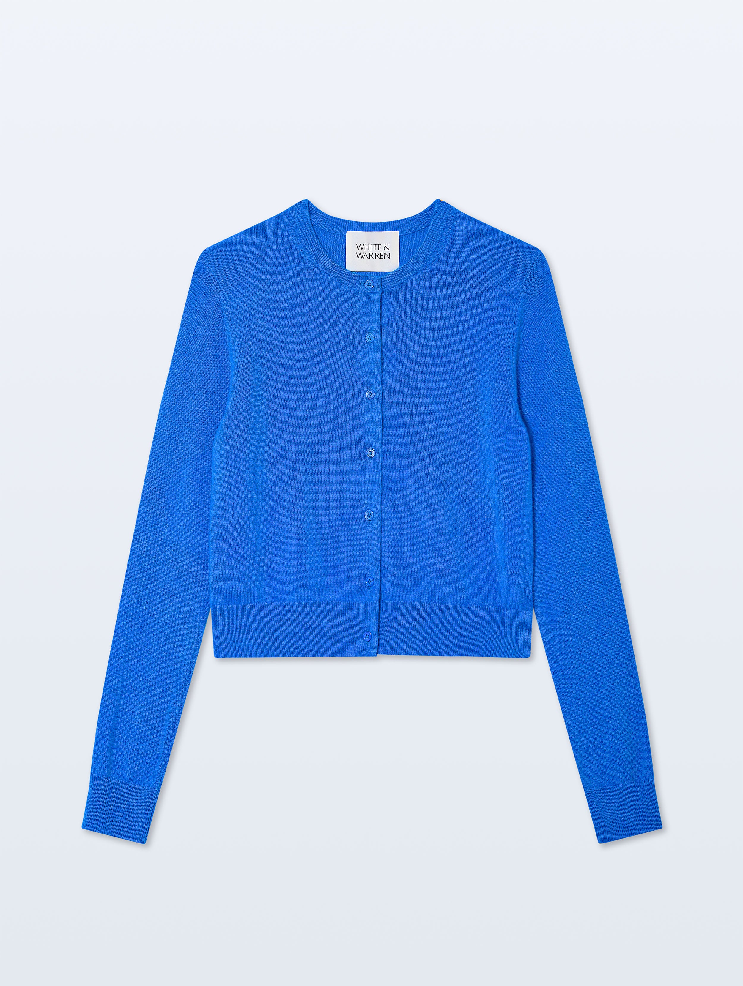 Cashmere Crewneck Cardigan | Bright Azure