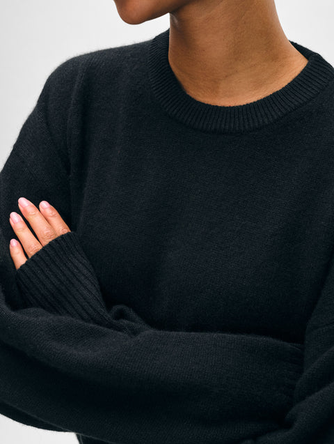 Cashmere Drop Shoulder Crewneck | Natural Heather