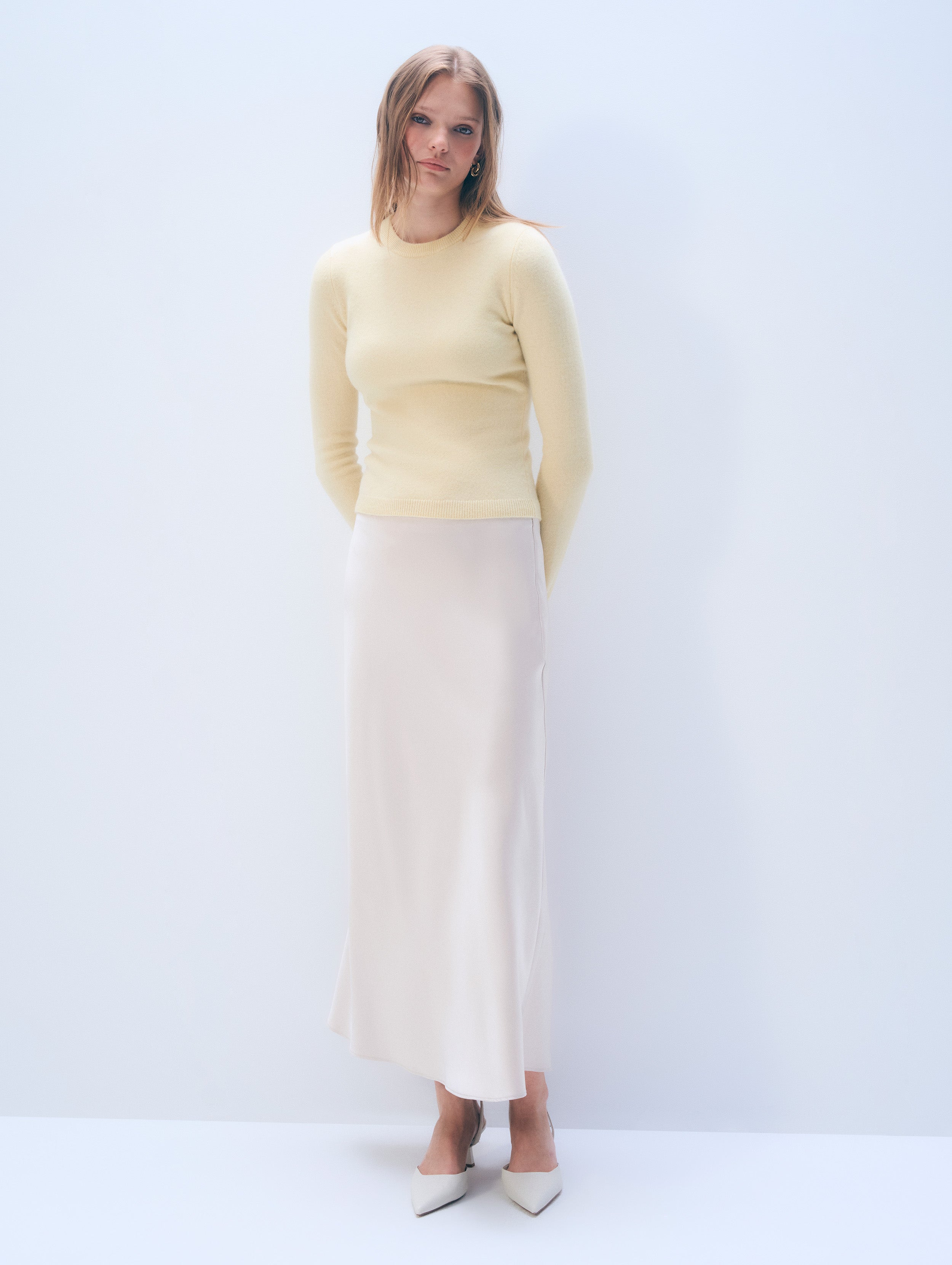 Cashmere Slim Stretch Crewneck | Lemonade