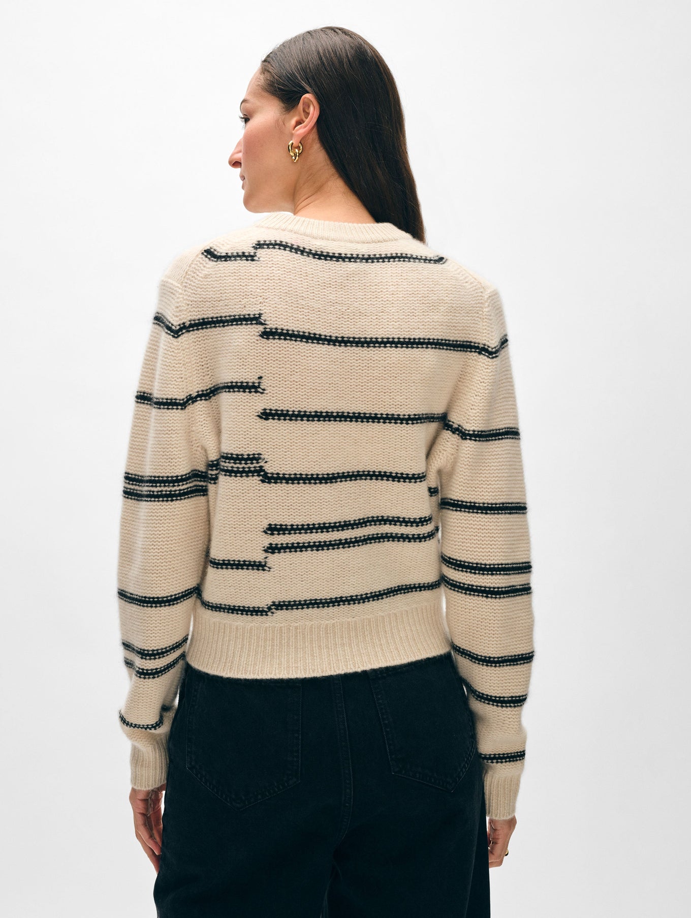 Cashmere Broken Stripe Crewneck
