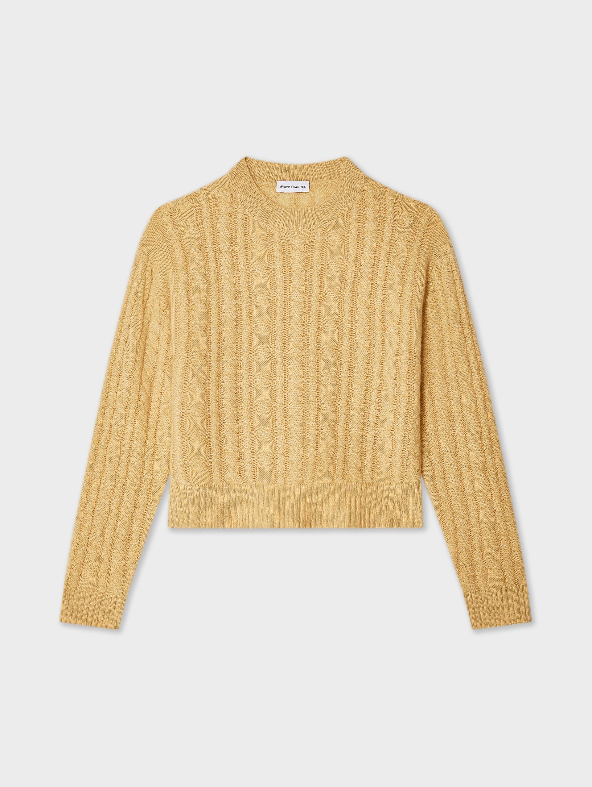 Cashmere Cable Crewneck – White + Warren