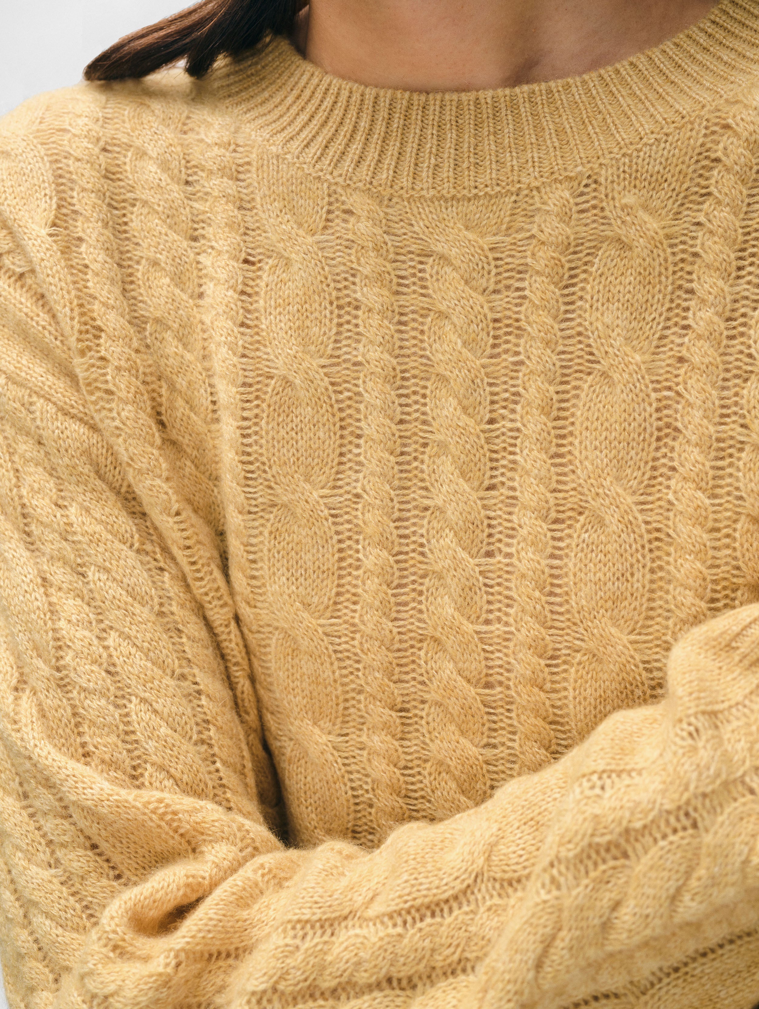 トップス HERILL GoldenCash Cashmere Cable Sweater Cashmere Cable Crewneck | Vintage Gold