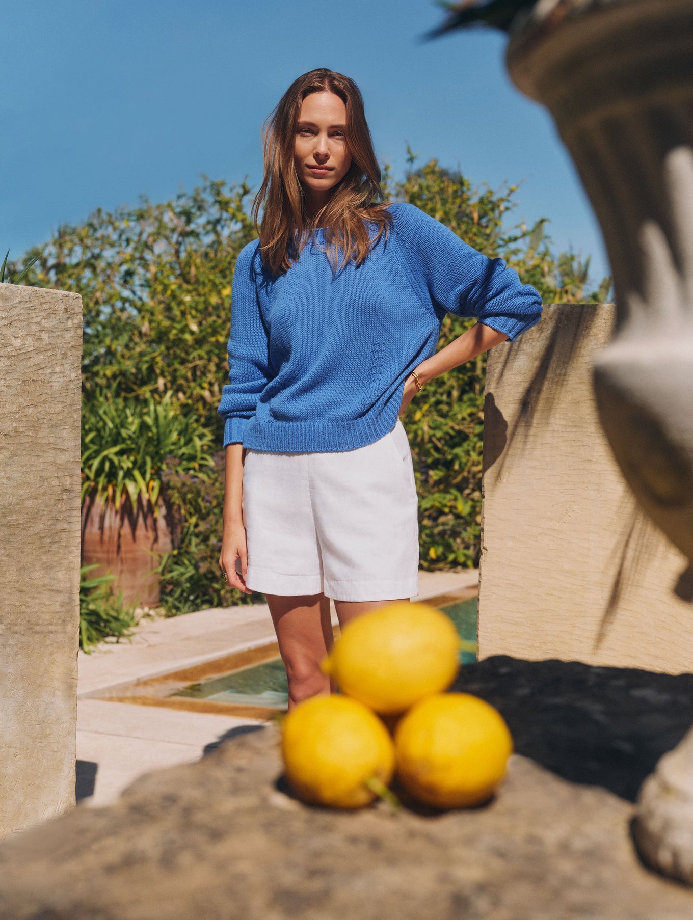 Cotton Linen Crewneck Sweatshirt