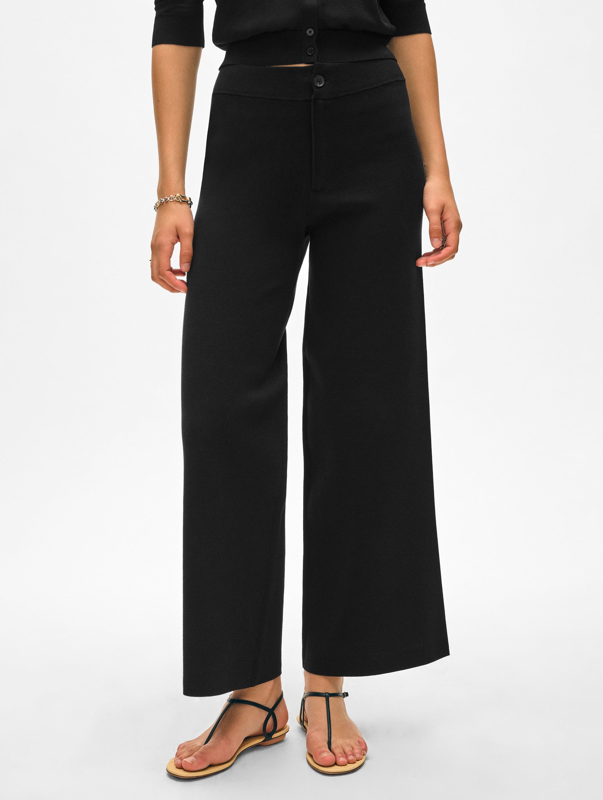 【MODERNIF】Lebec Cotton Half Banding Wide Pants Cotton Hemp Stretch Wide-Leg Pant | EILEEN FISHER