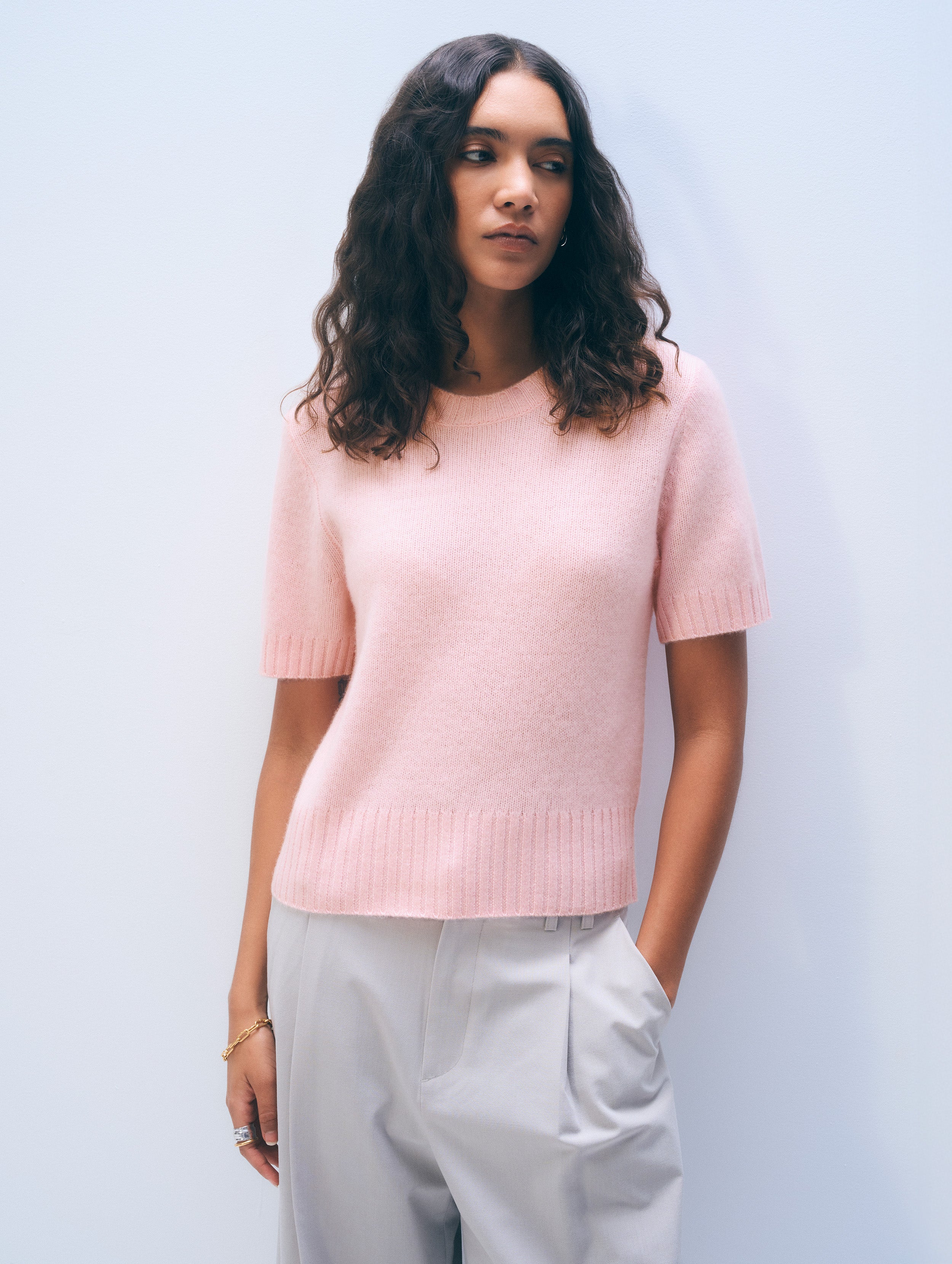 Cashmere Featherweight T-Shirt | Clay Pink