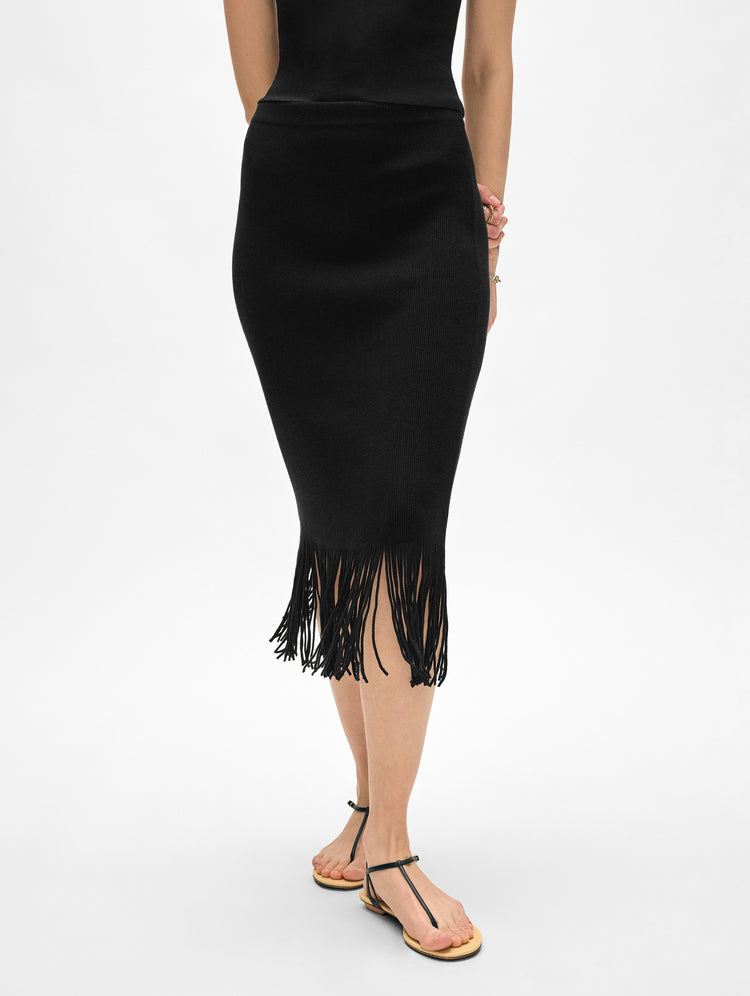 Ribbed Fringe Skirt