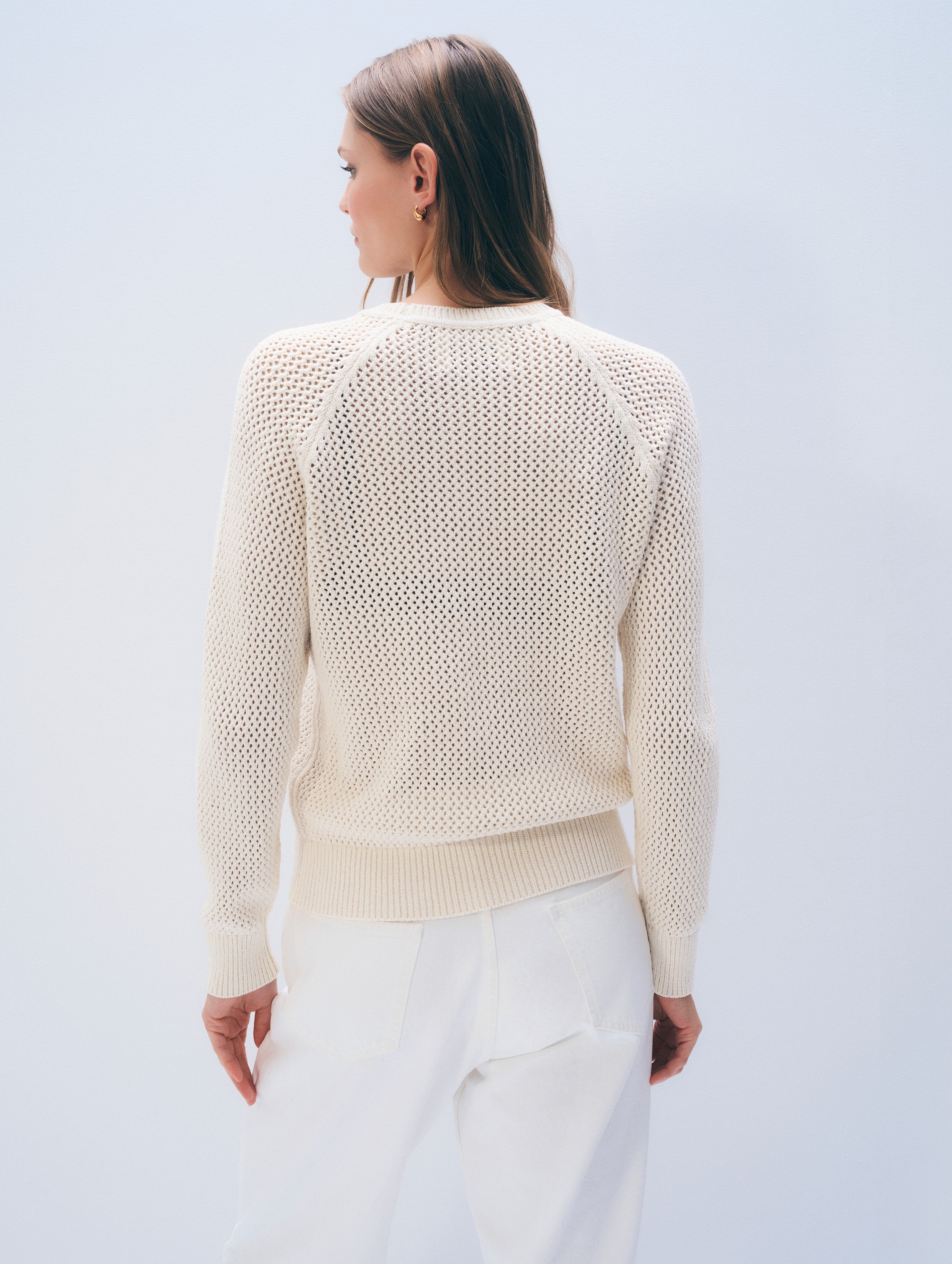 Bouclé Mesh Sweatshirt | Ivory