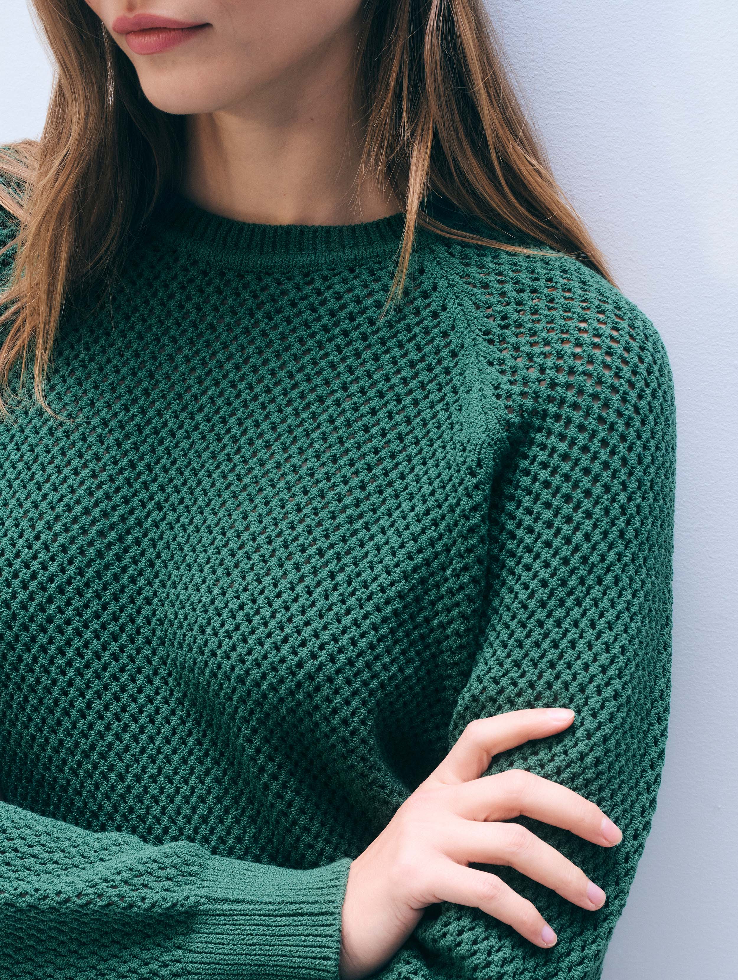Bouclé Mesh Sweatshirt | Ivy Green