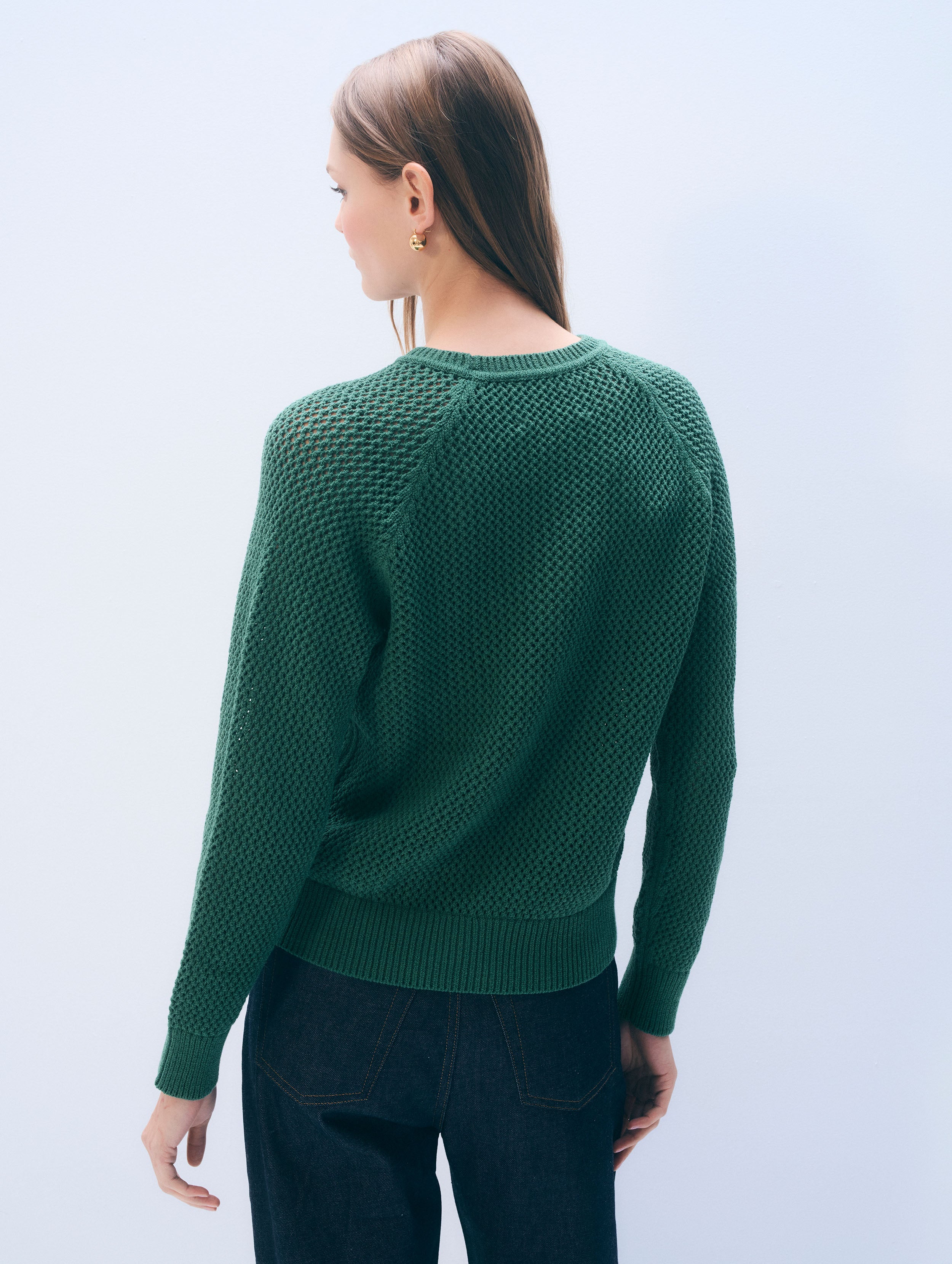 Bouclé Mesh Sweatshirt | Ivy Green