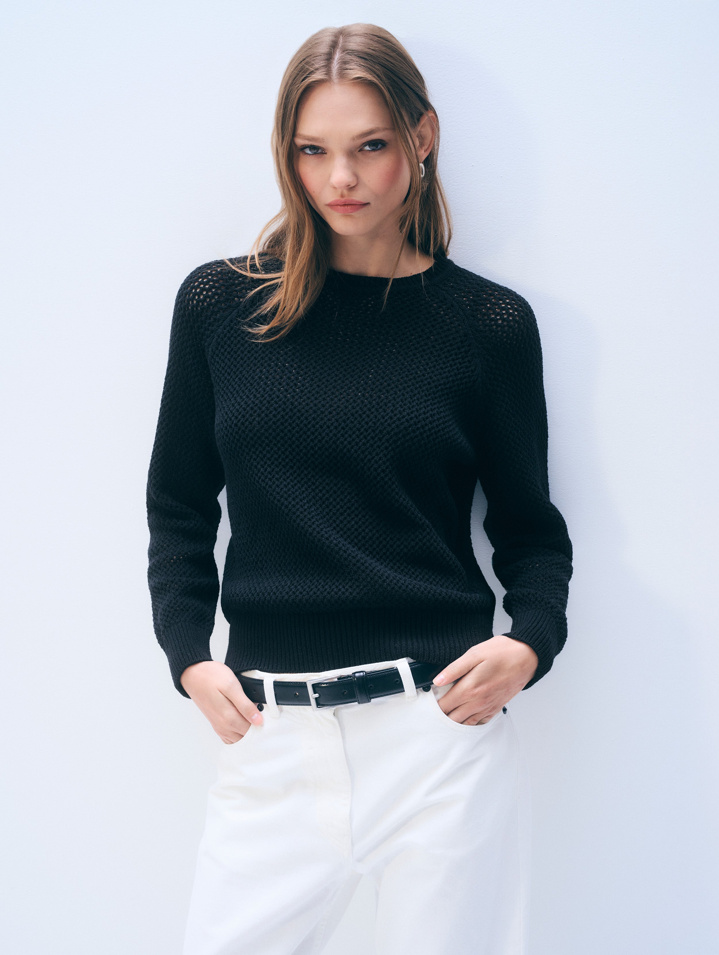 Bouclé Mesh Sweatshirt | Midnight