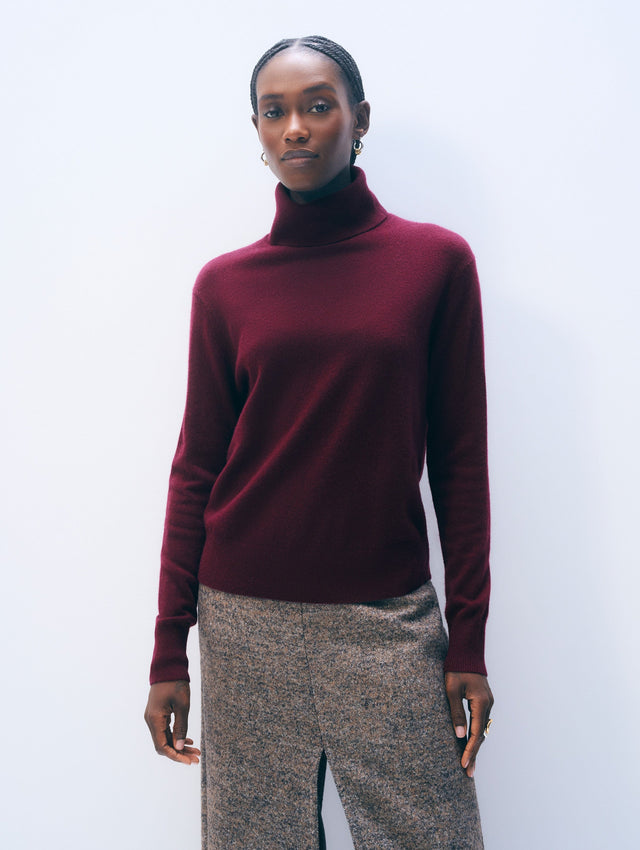 Essential Turtleneck Cocoon Dress, Sangria