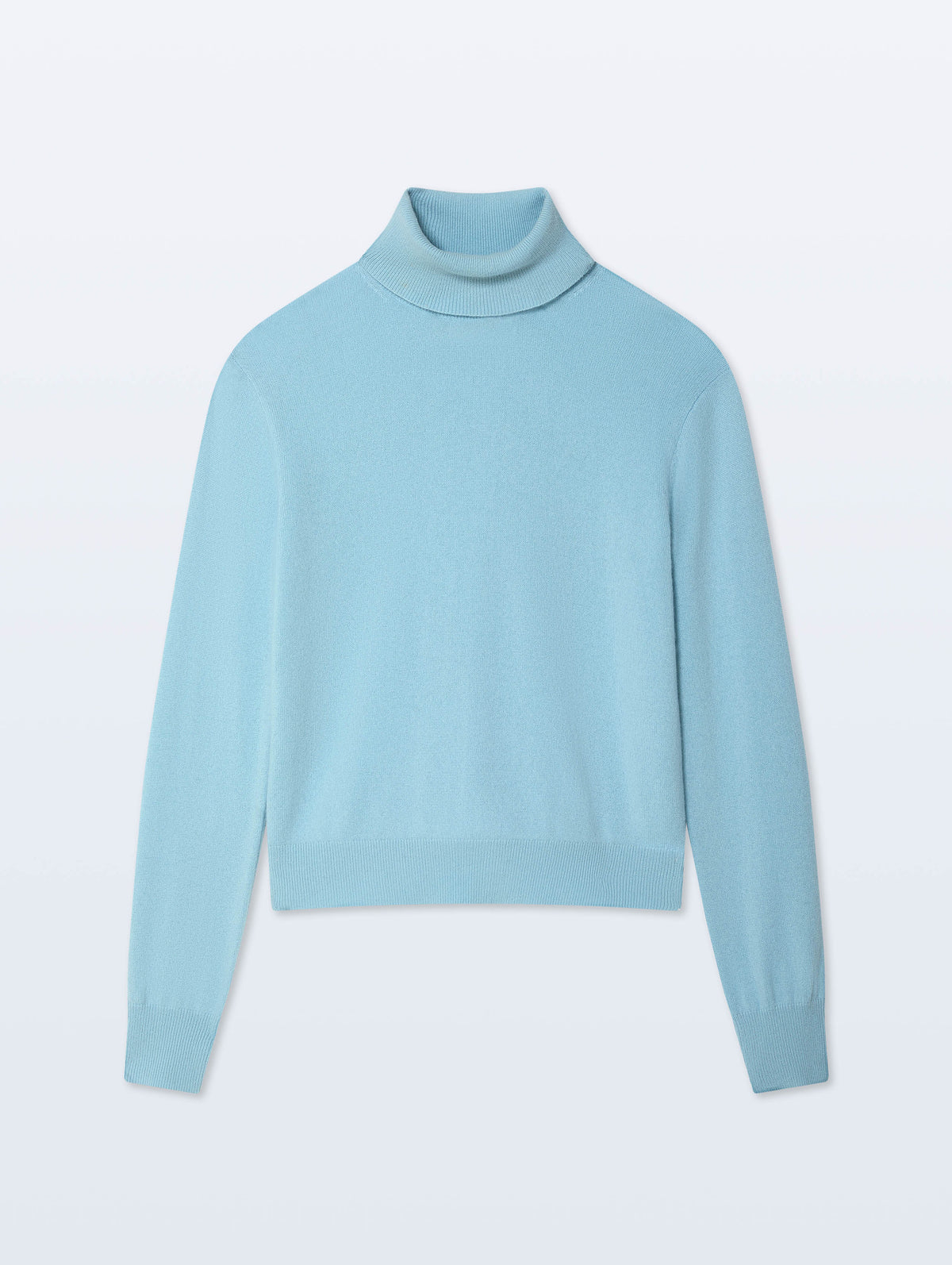 Cashmere Rib Trim Easy Turtleneck | Seersucker Blue