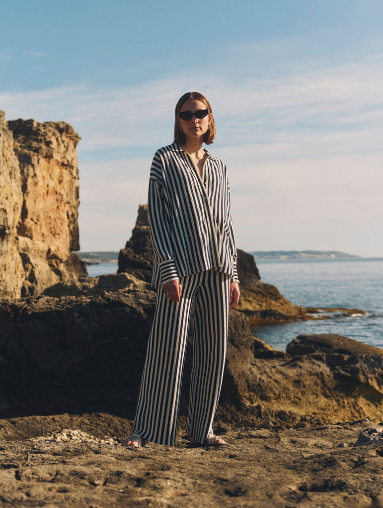 White + Warren | Superfine Organic Cotton Striped Pant