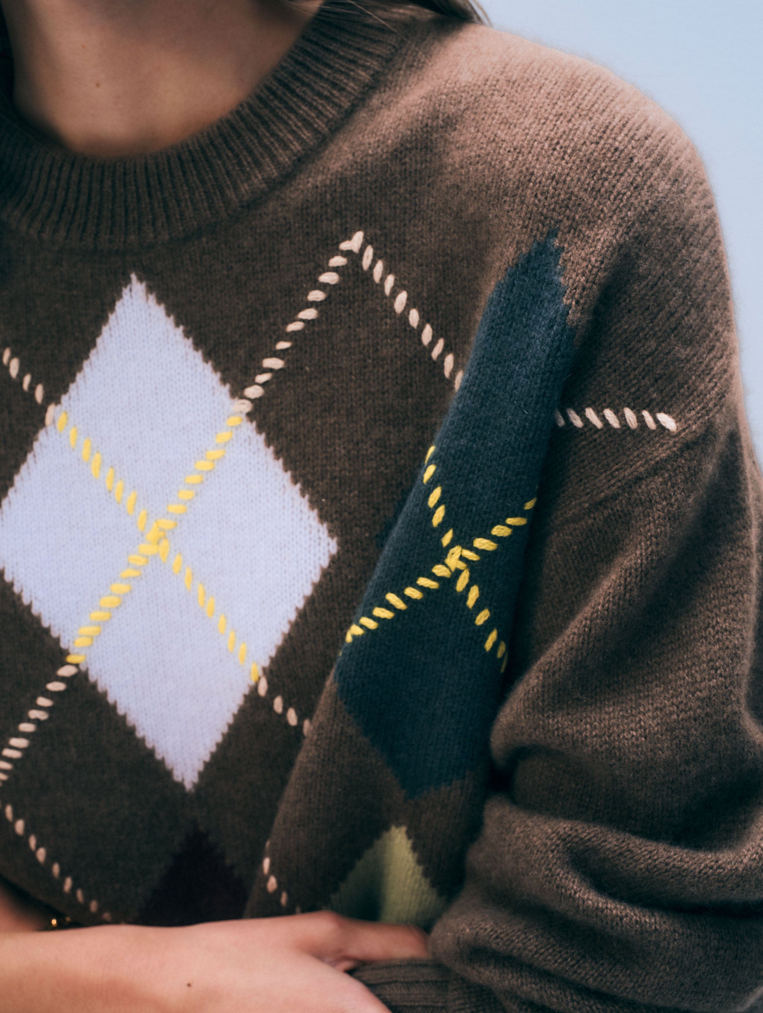 Cashmere Argyle Crewneck | Multi Combo