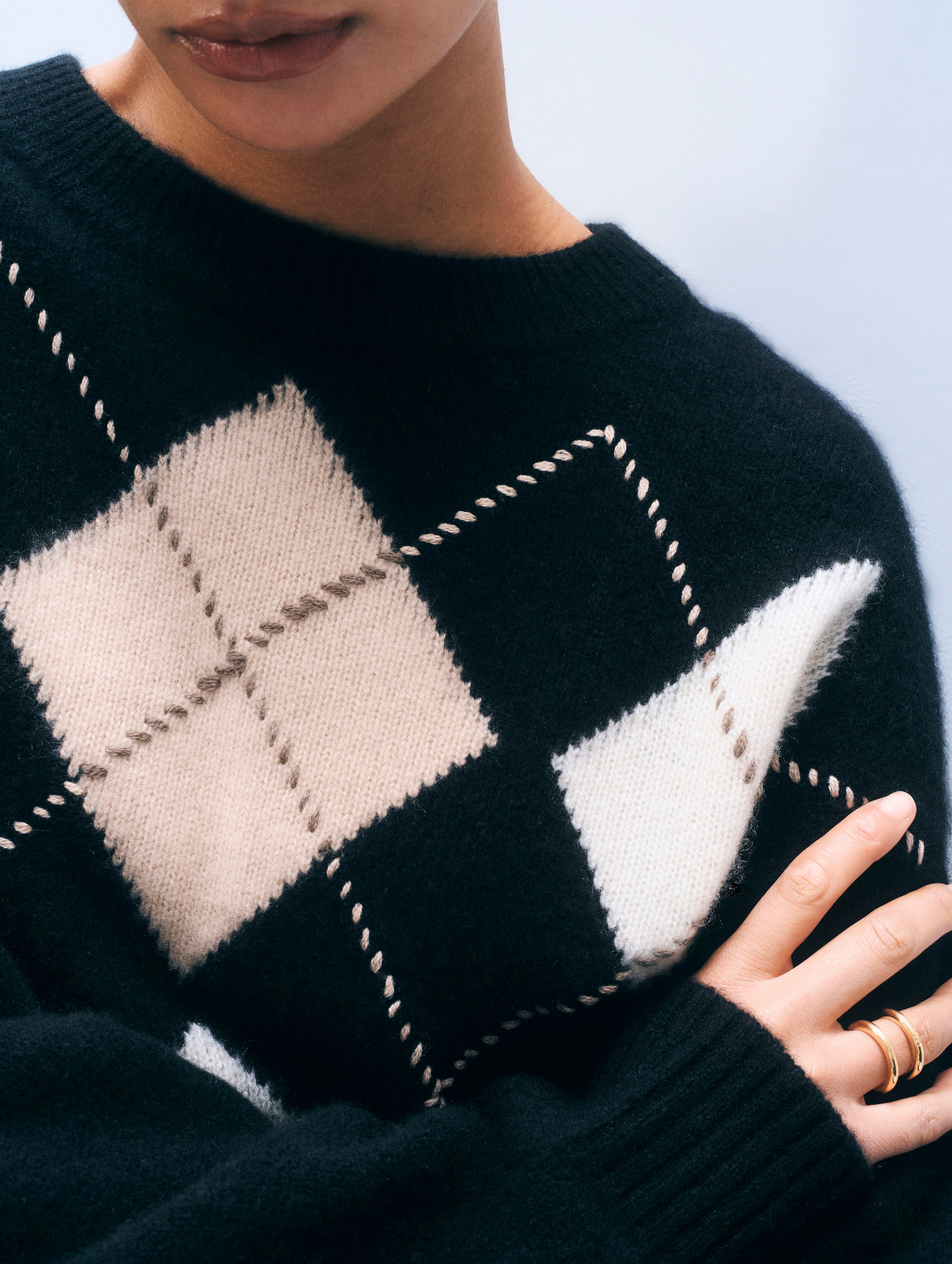 Cashmere Argyle Crewneck
