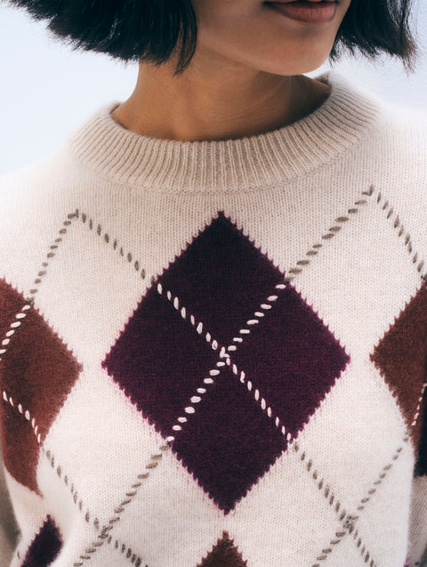 Cashmere Argyle Crewneck | Multi Combo