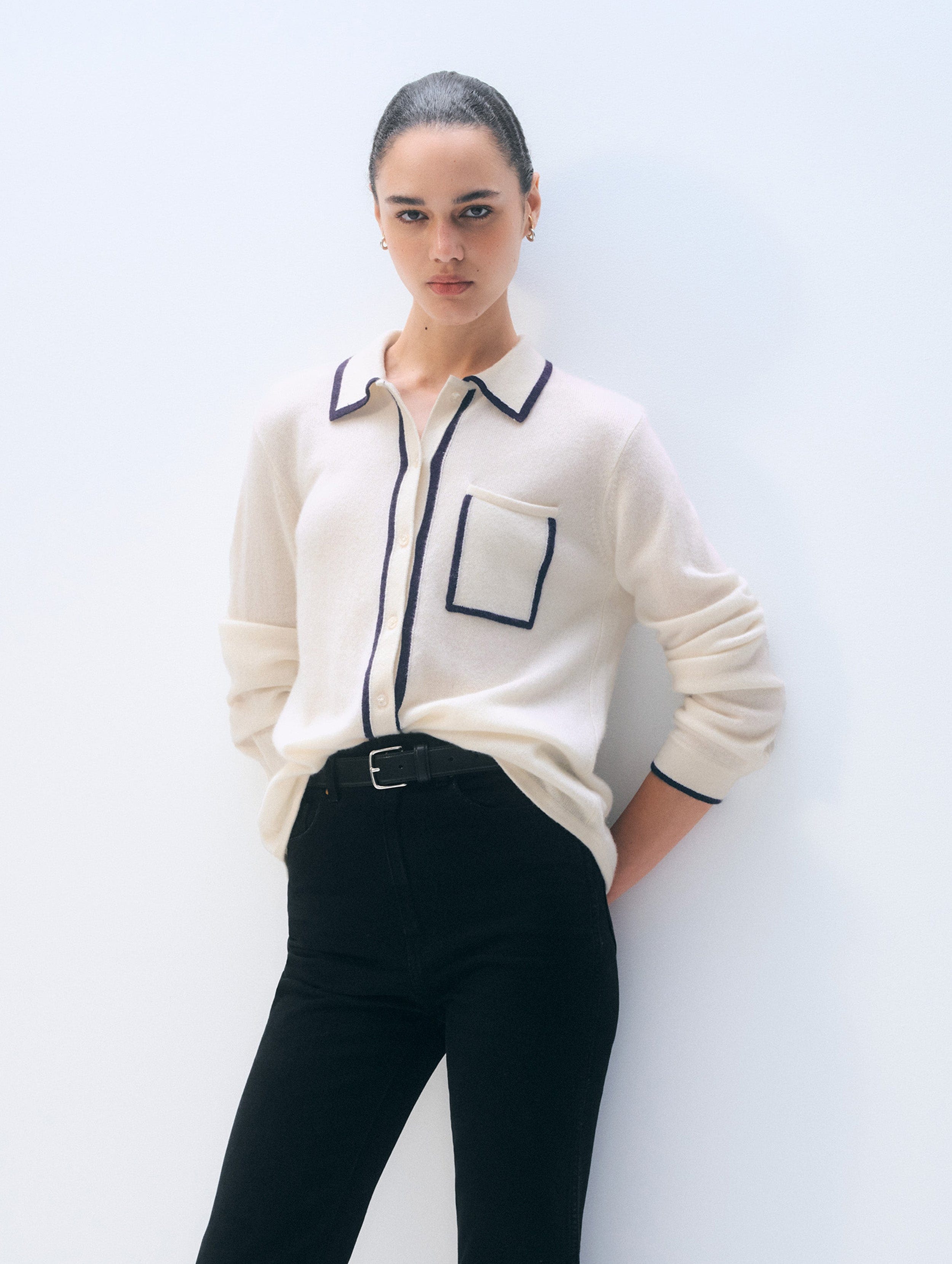 Cashmere Tipped Button Shirt