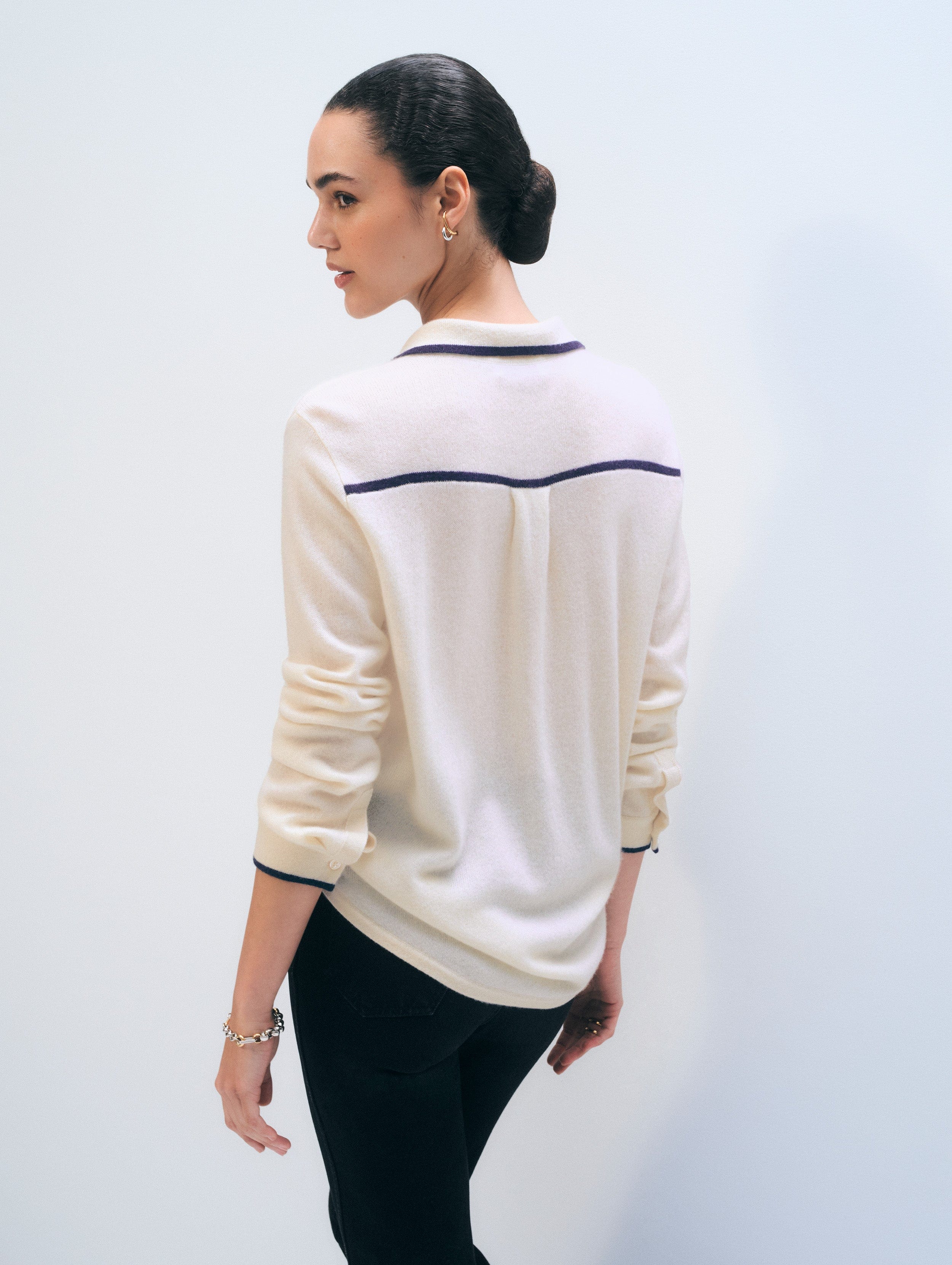 Cashmere Tipped Button Shirt White Warren