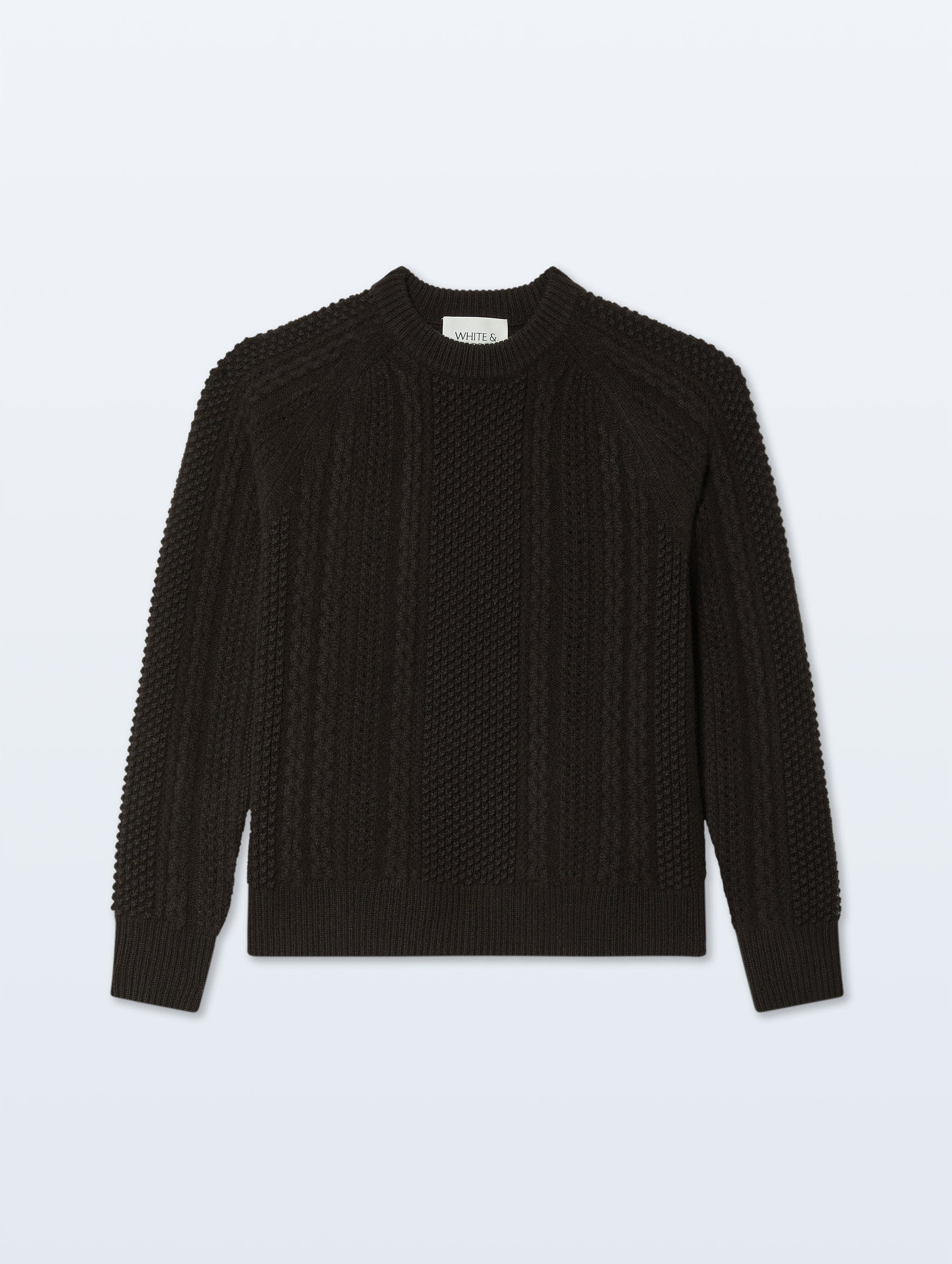 Cashmere Luxe Cable Crewneck | Dark Umber