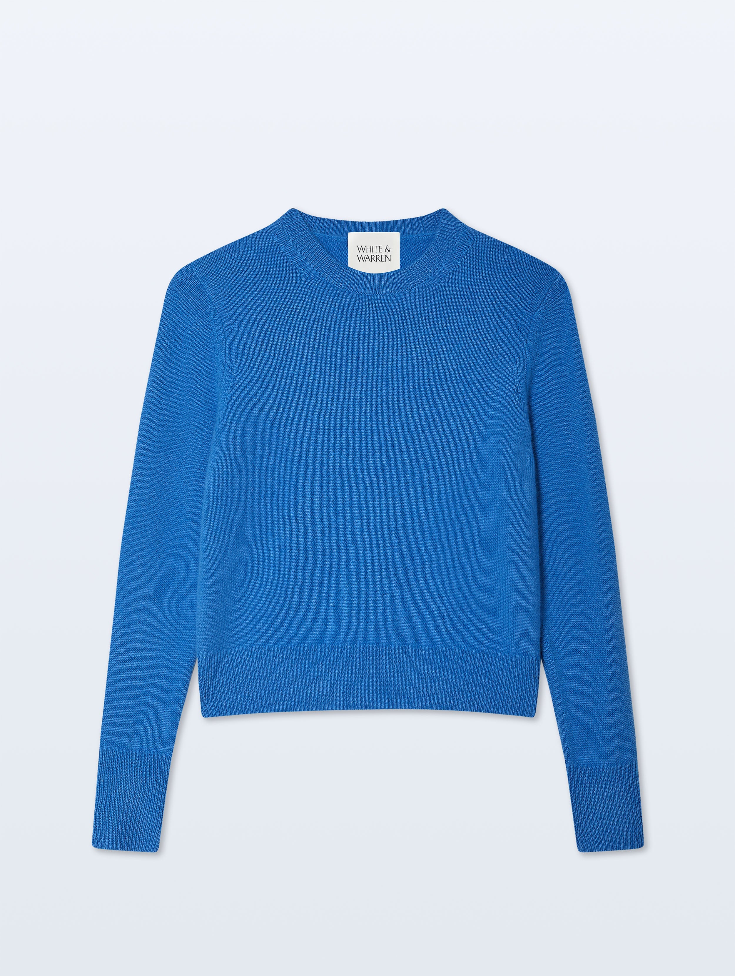 Cashmere Rib Trim Crewneck Blue Canvas