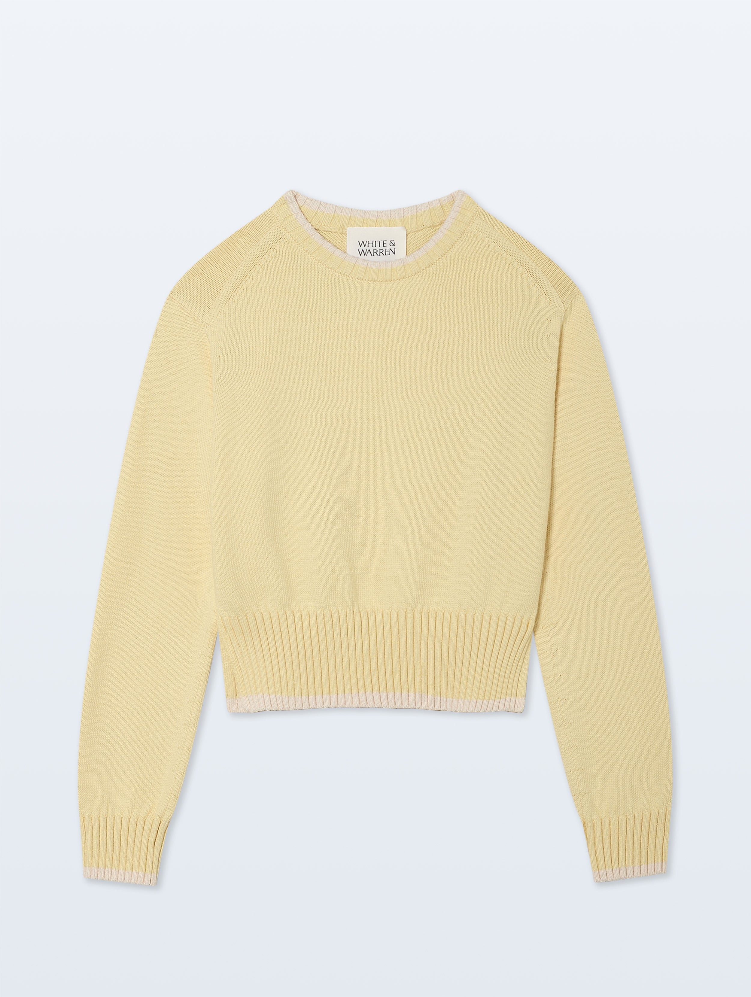 Varsity Cotton Crewneck | Pale Marigold/Ivory