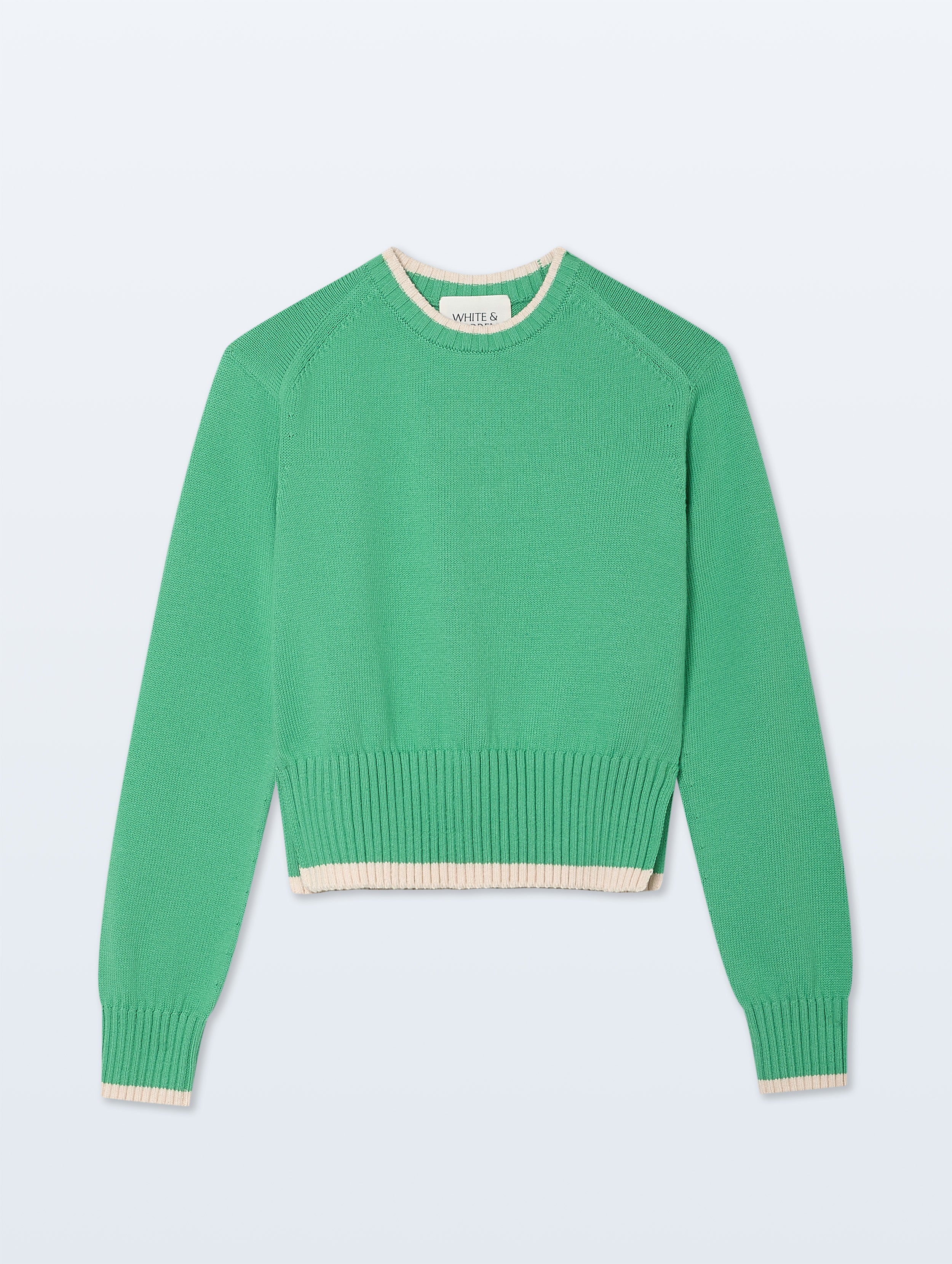 Varsity Cotton Crewneck | Retro Green/Ivory
