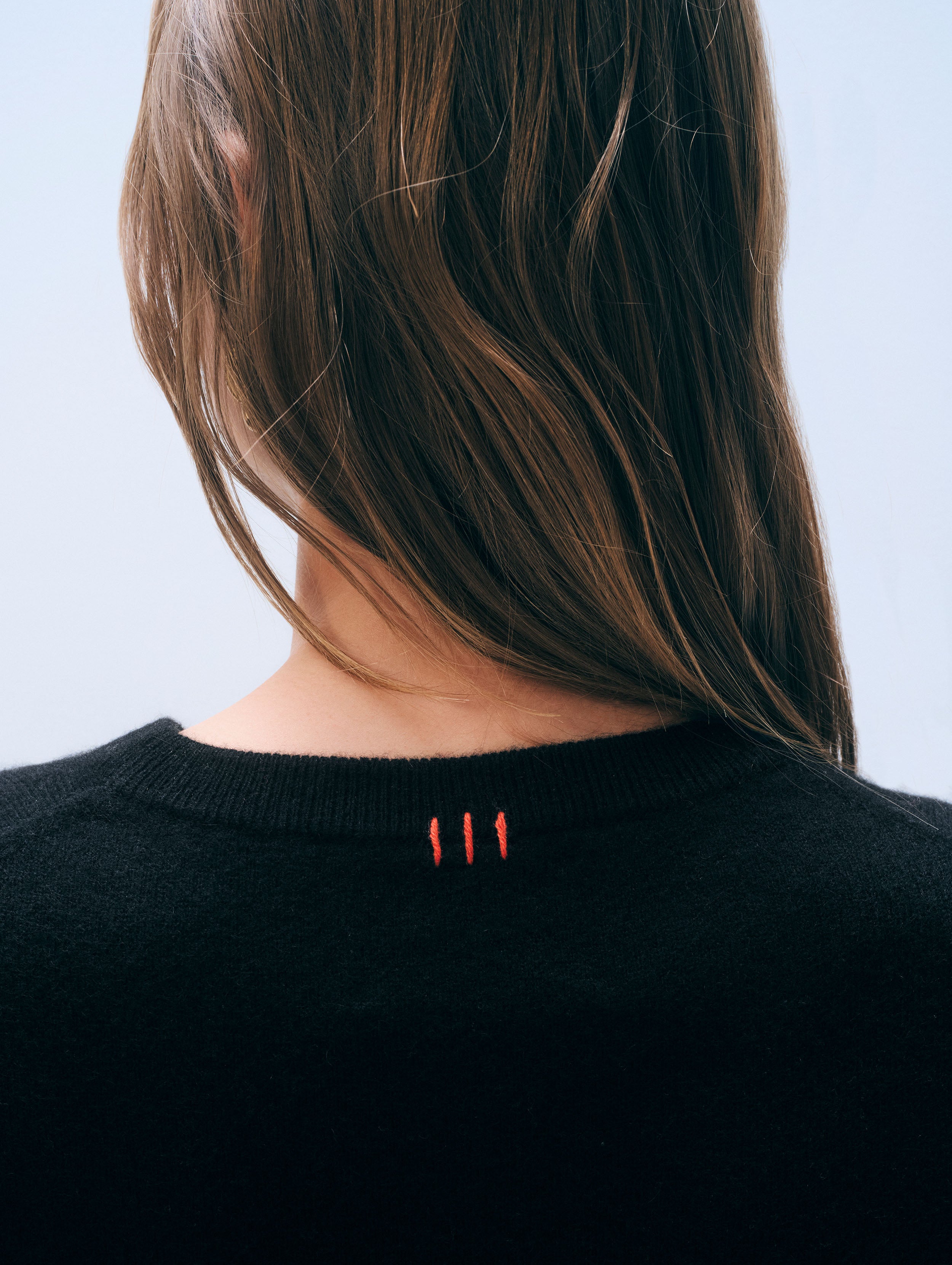Cashmere Heart Crewneck | Black/Poppy Red