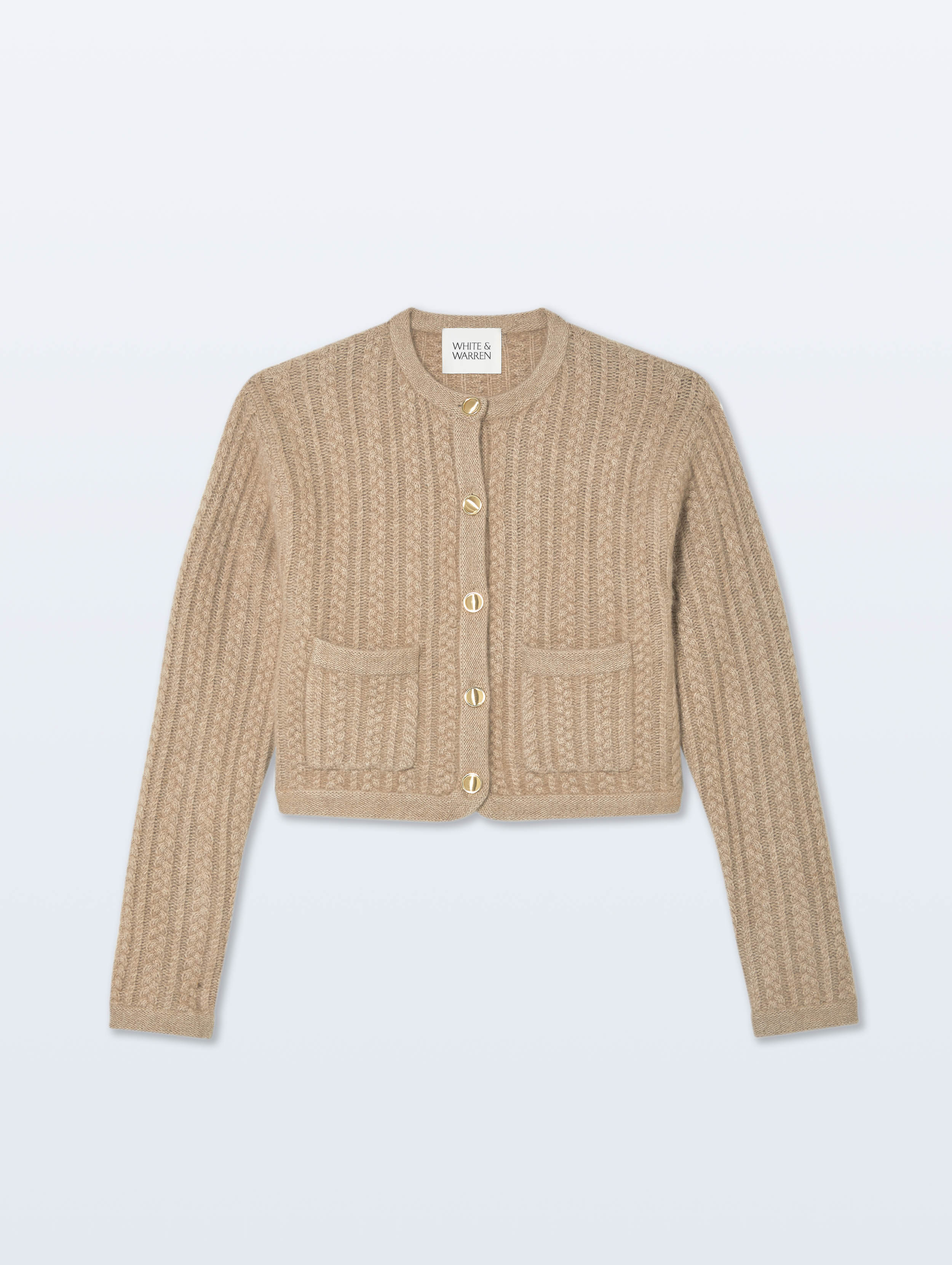 Cashmere Luxe Cable Cardigan | Taupe Heather
