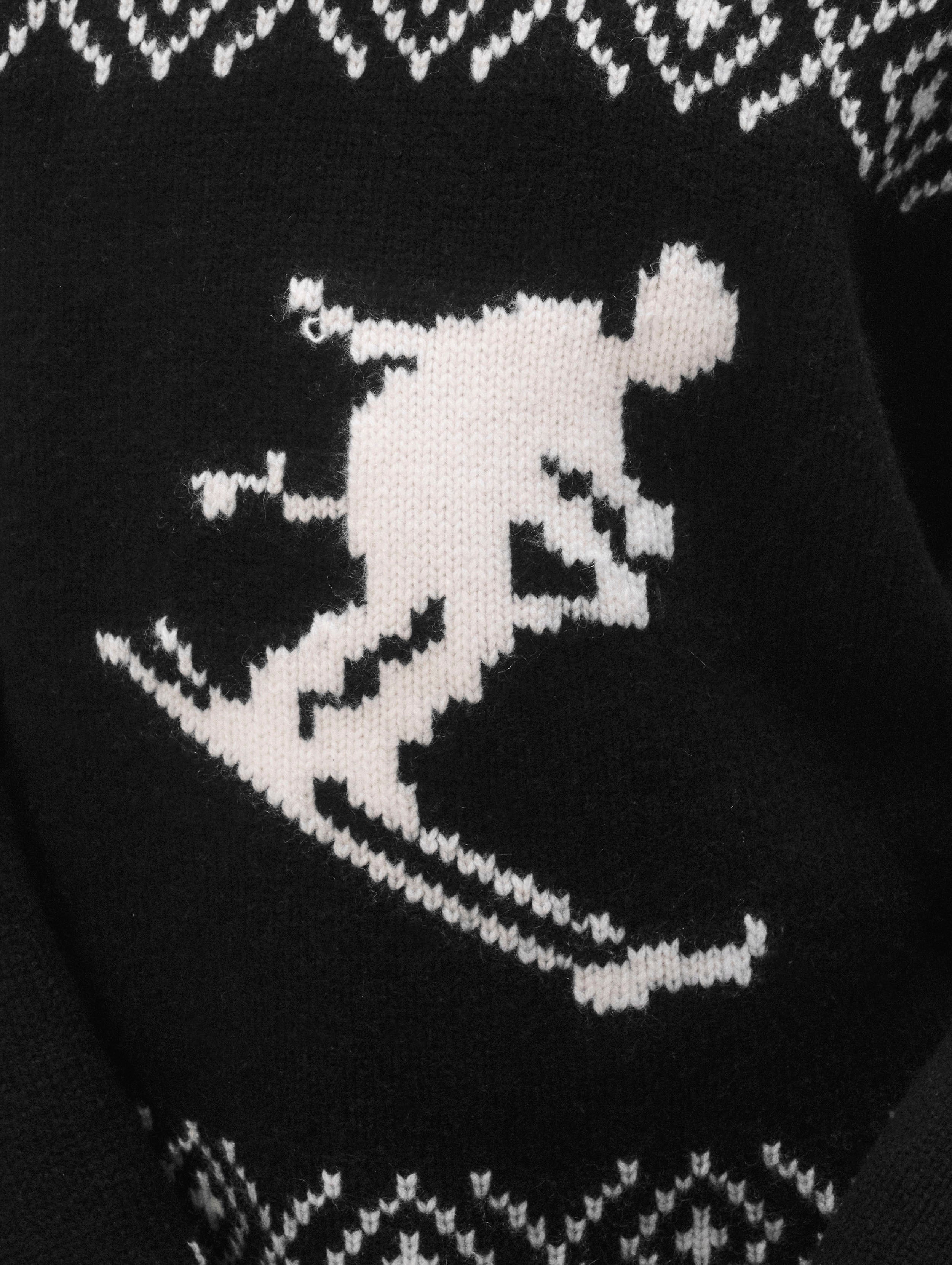 Cashmere Blend Ski Crewneck | Black/Ivory