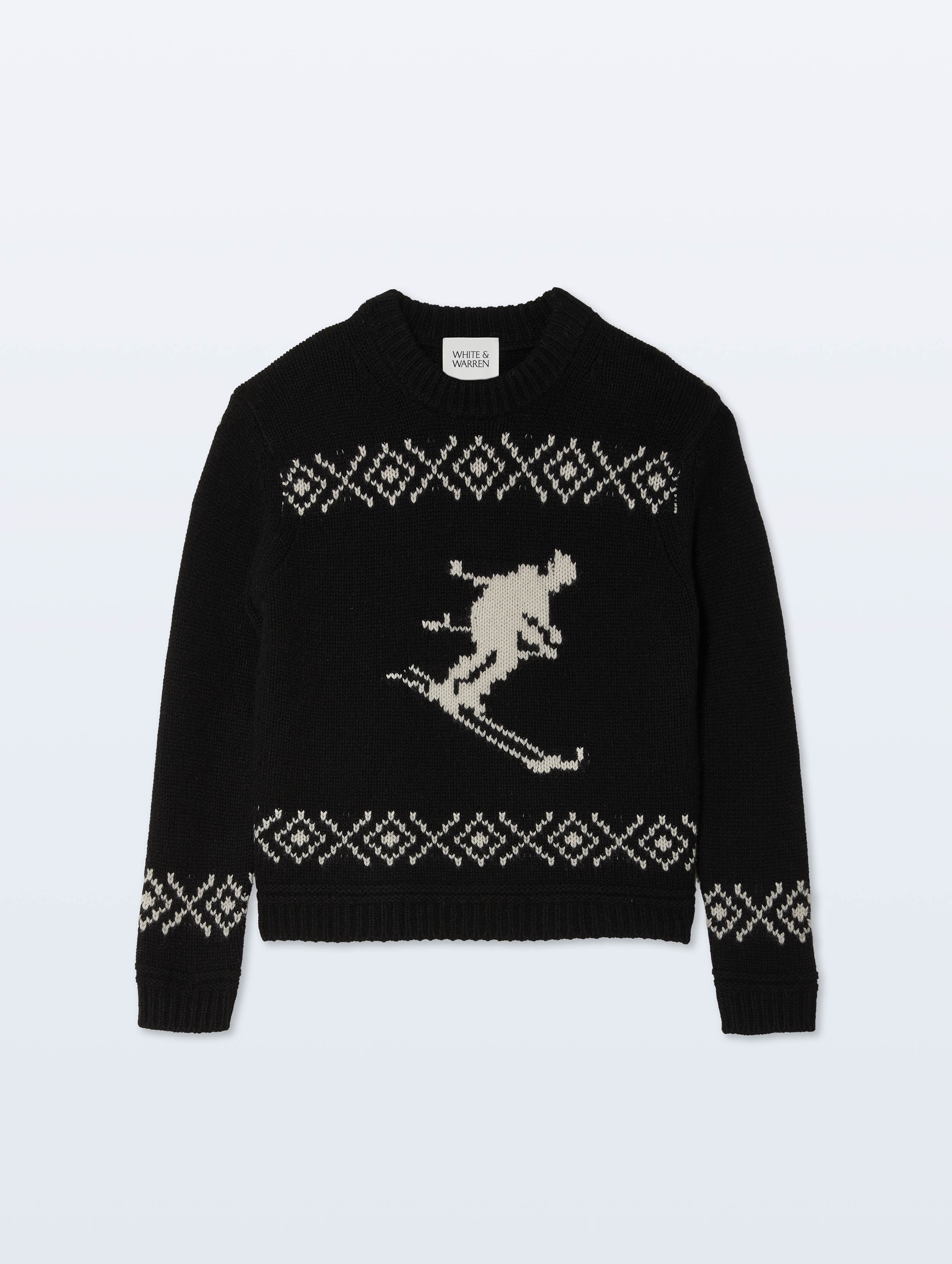 Cashmere Blend Ski Crewneck | Black/Ivory
