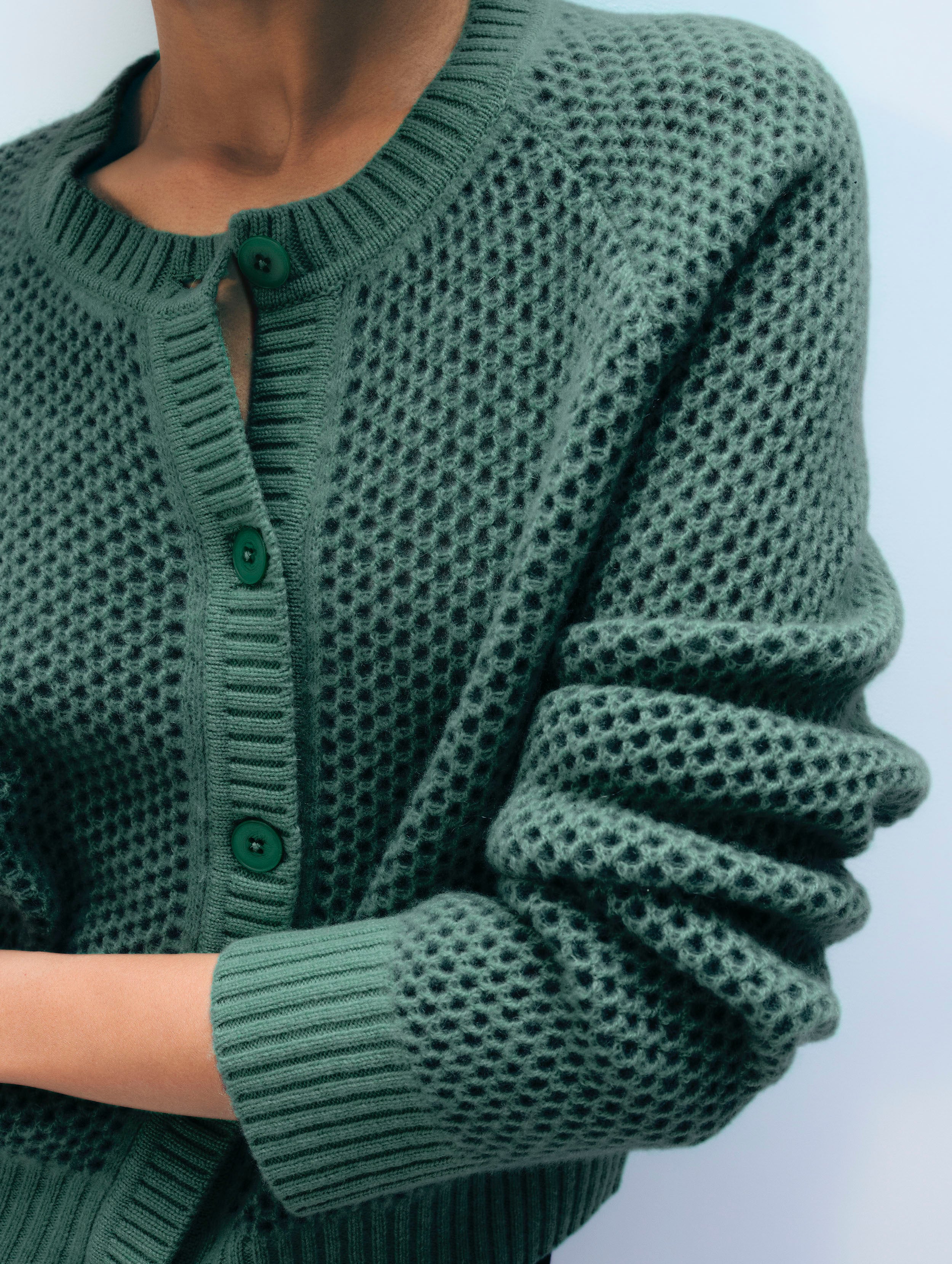 Cashmere Mesh Cardigan | Ivy Green