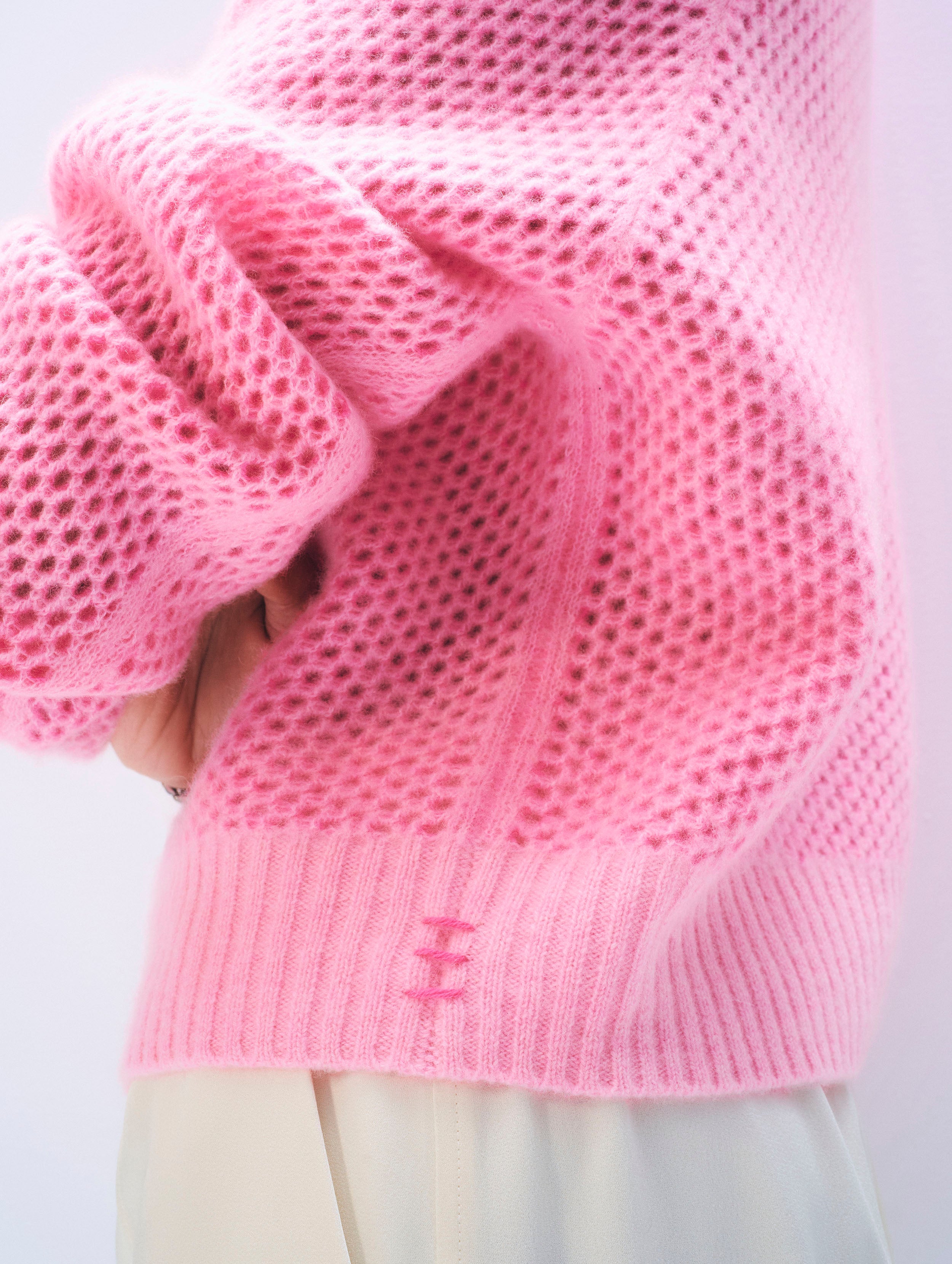 Cashmere Mesh Cardigan | Pink Buds