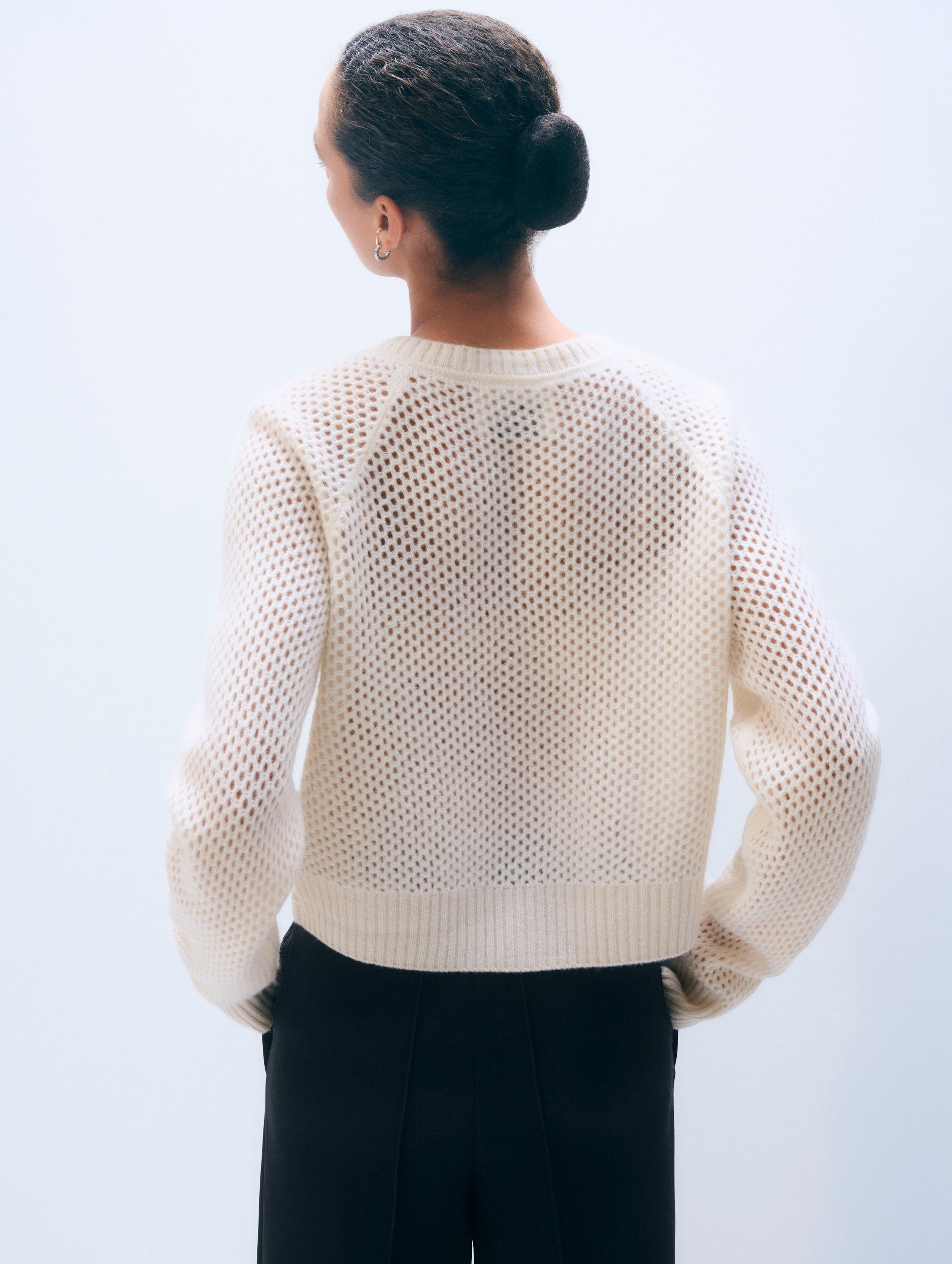Cashmere Mesh Cardigan | Soft White