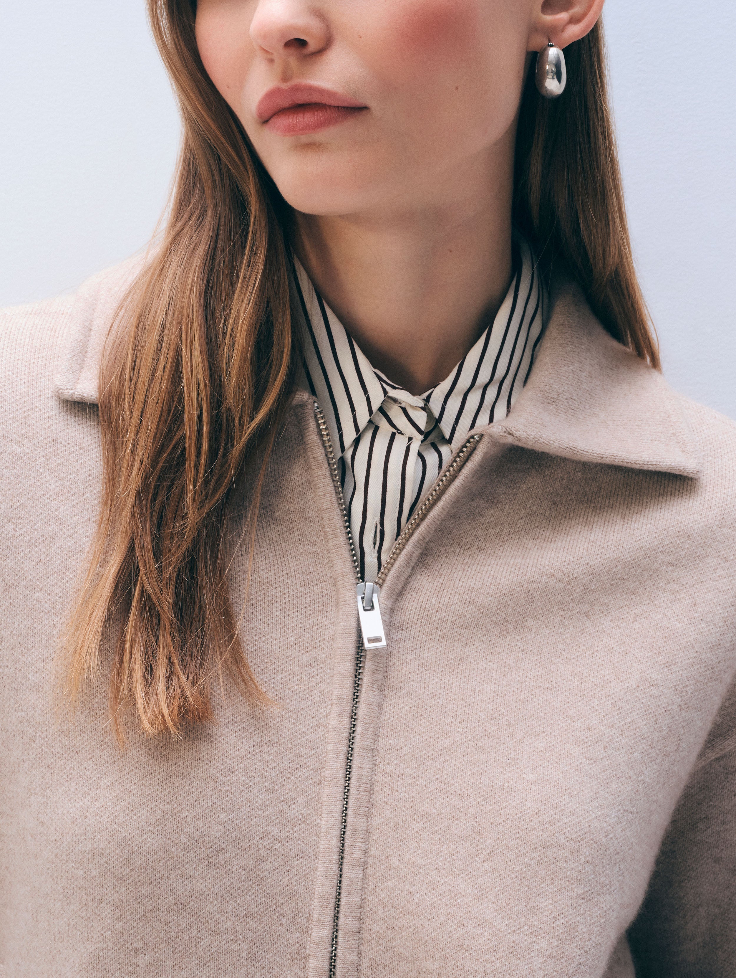 Cashmere Blend Bomber | Sand Heather