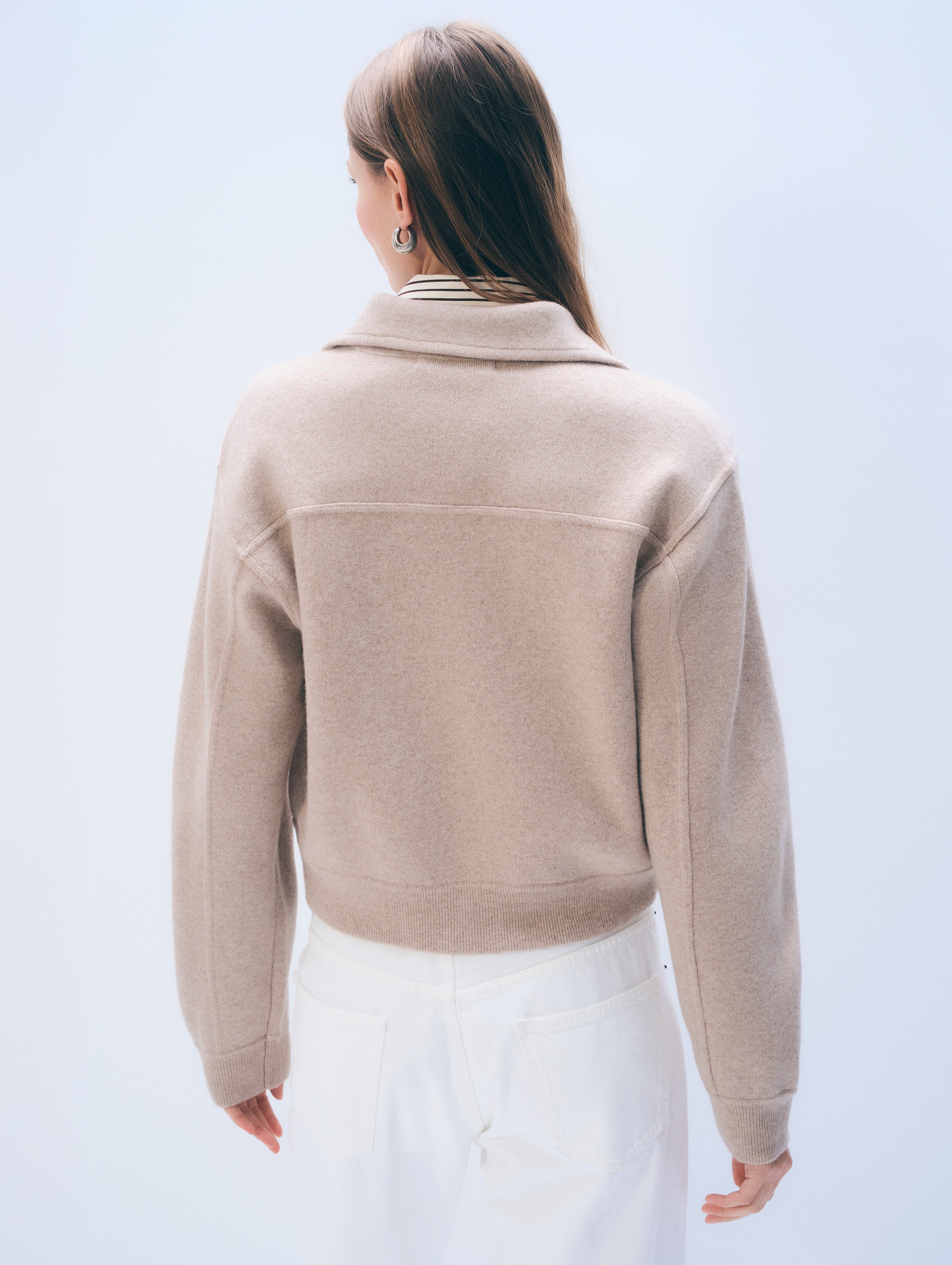 Cashmere Blend Bomber | Sand Heather