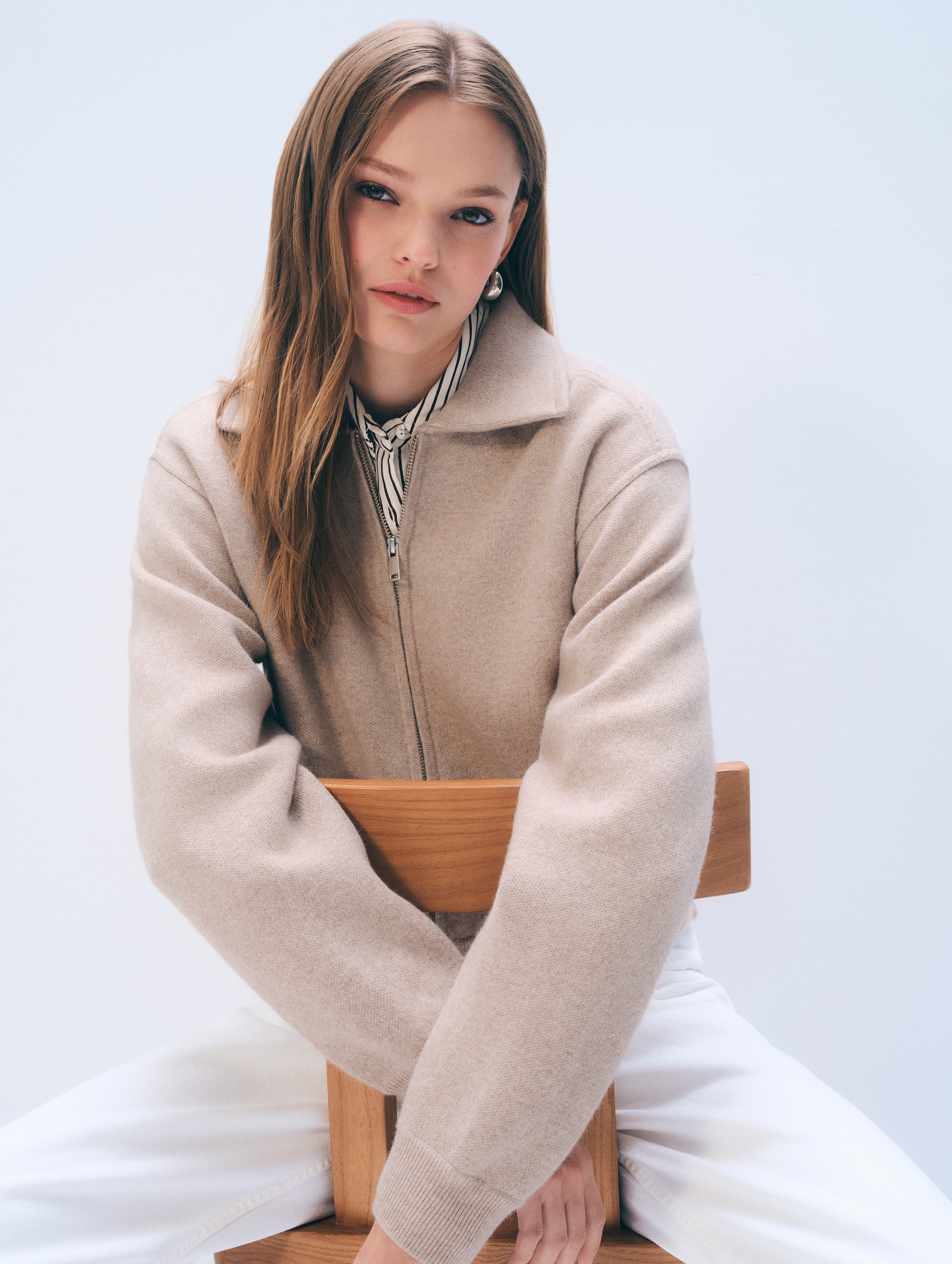 Cashmere Blend Bomber | Sand Heather