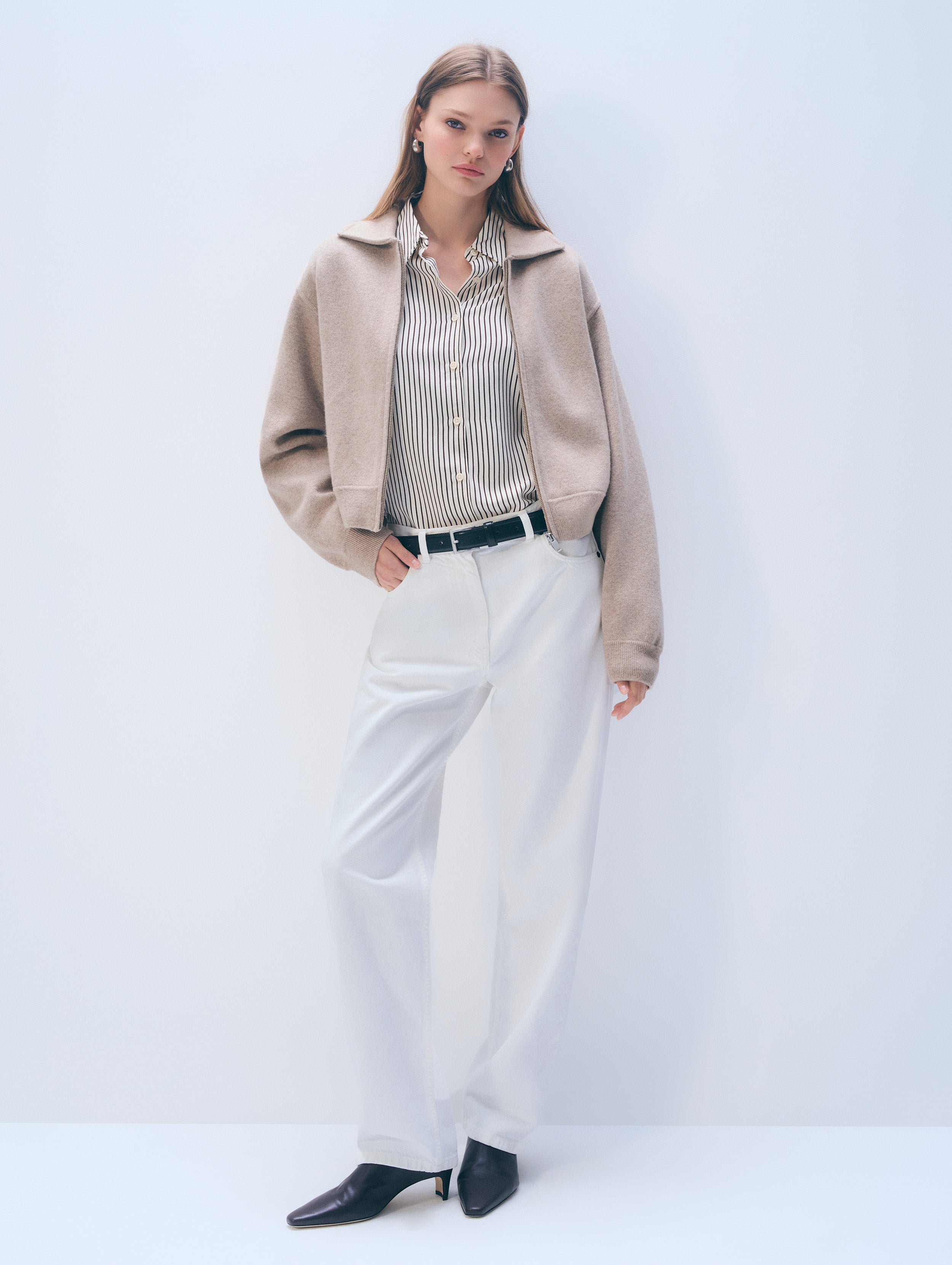 Cashmere Blend Bomber | Sand Heather