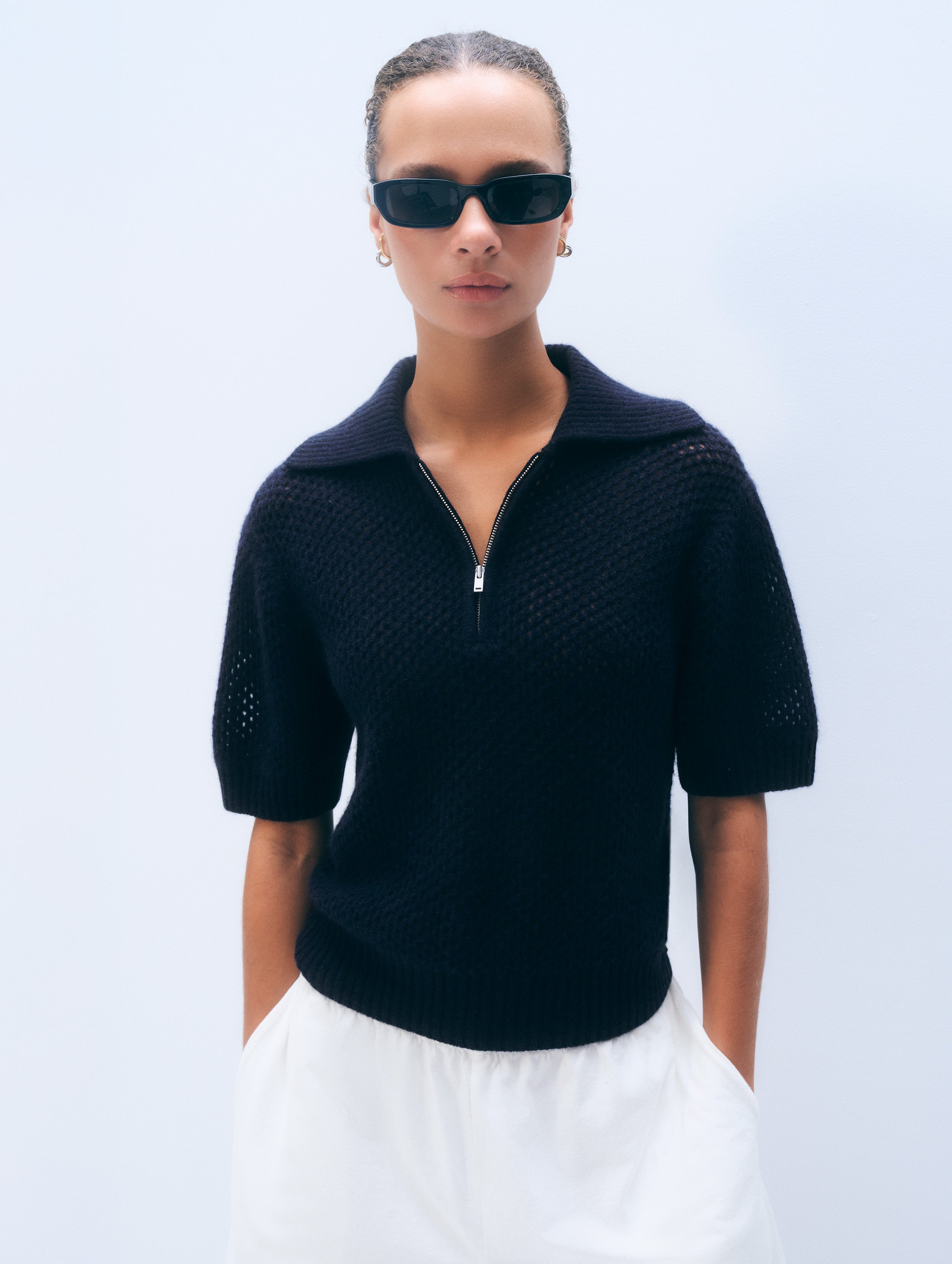 Cashmere Mesh Polo