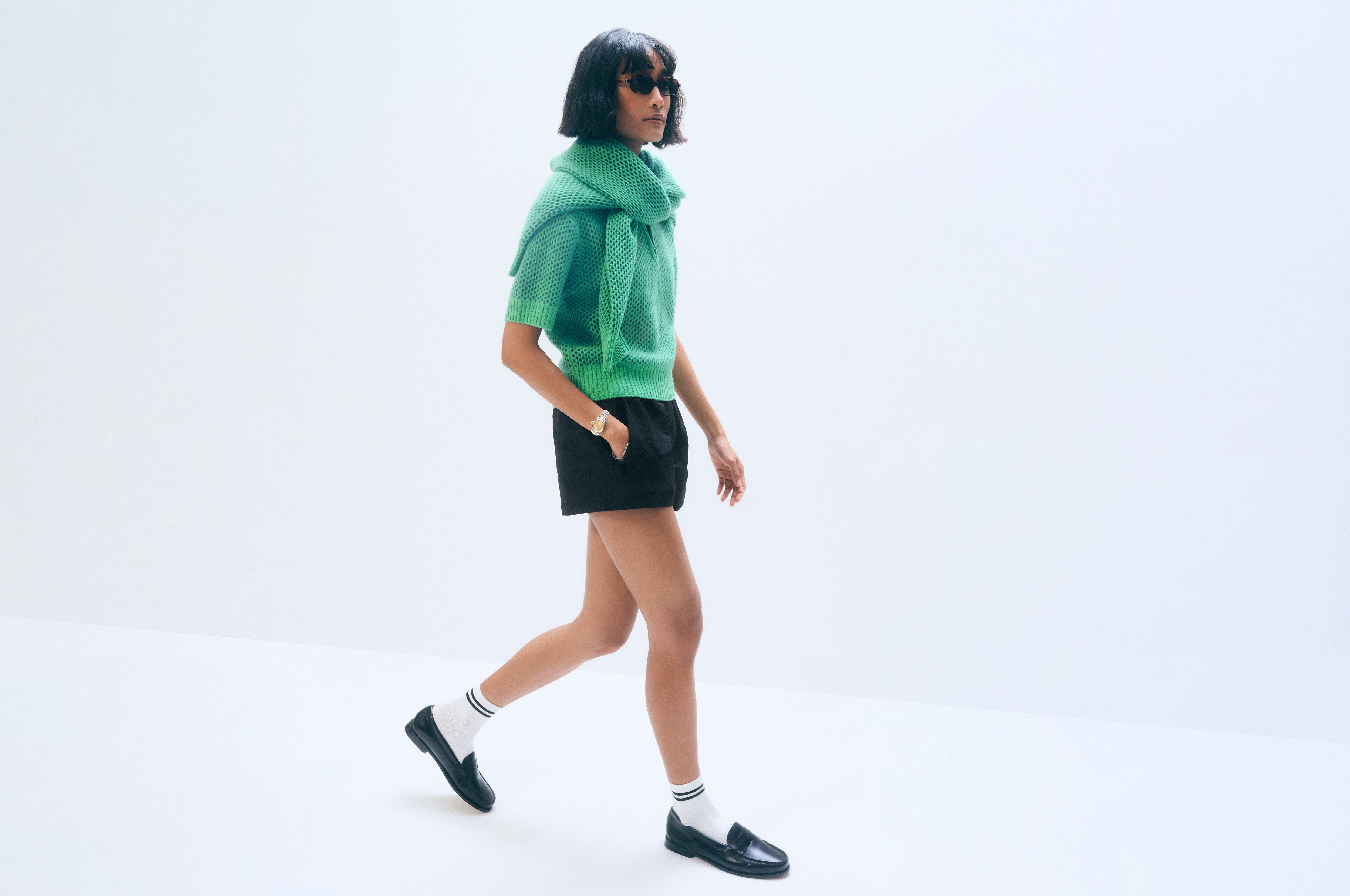 Cashmere Mesh Polo | Ivy Green