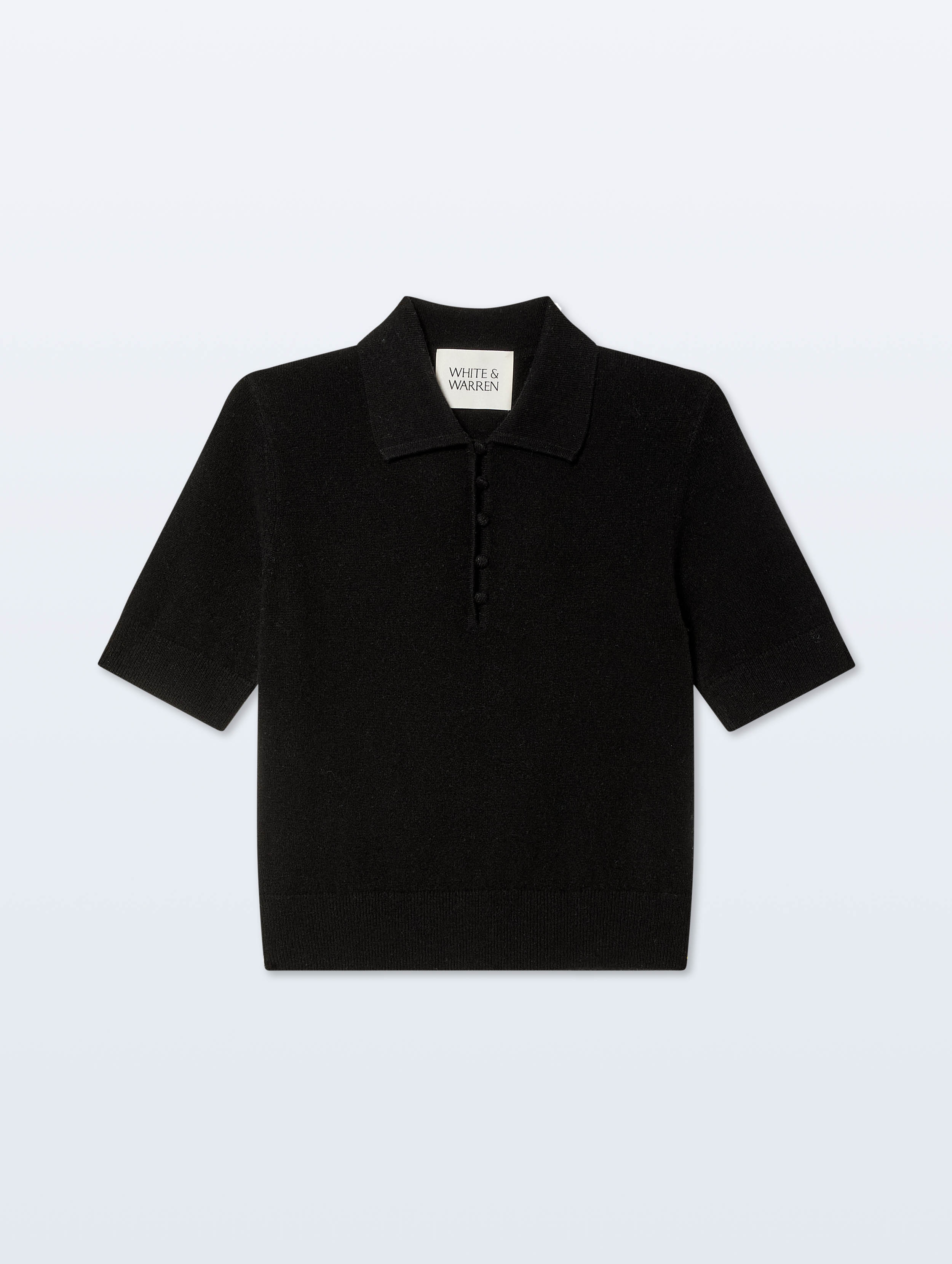 Cashmere Button Polo | Black