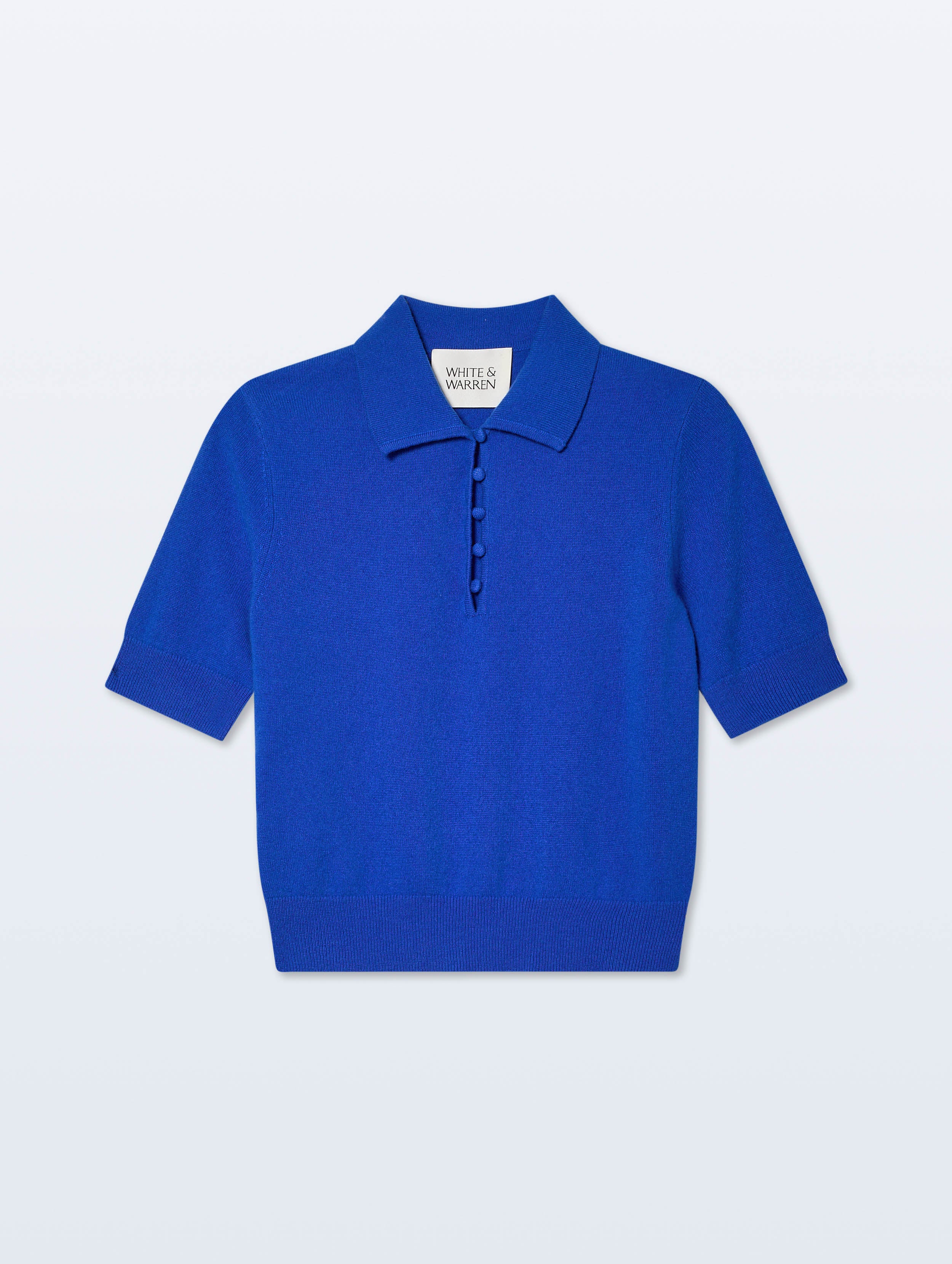 Cashmere Button Polo | Cobalt Blue