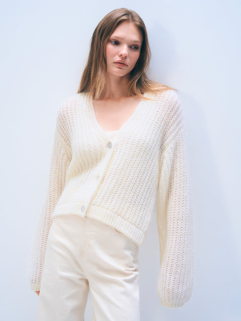 トップス unknown mohair like cardigan Mohair Luxe Open Cardigan