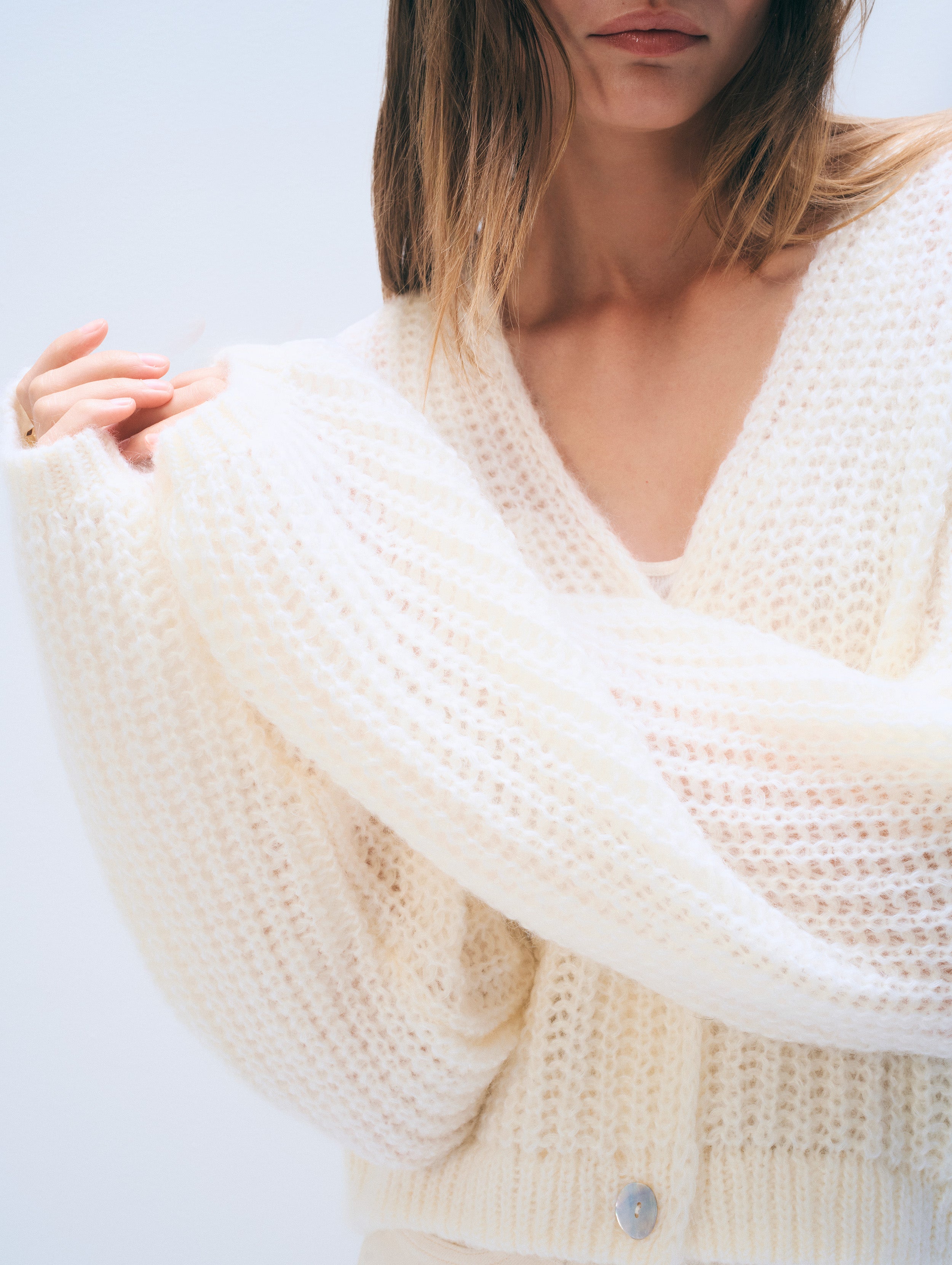 Mohair Luxe Open Cardigan | Ivory