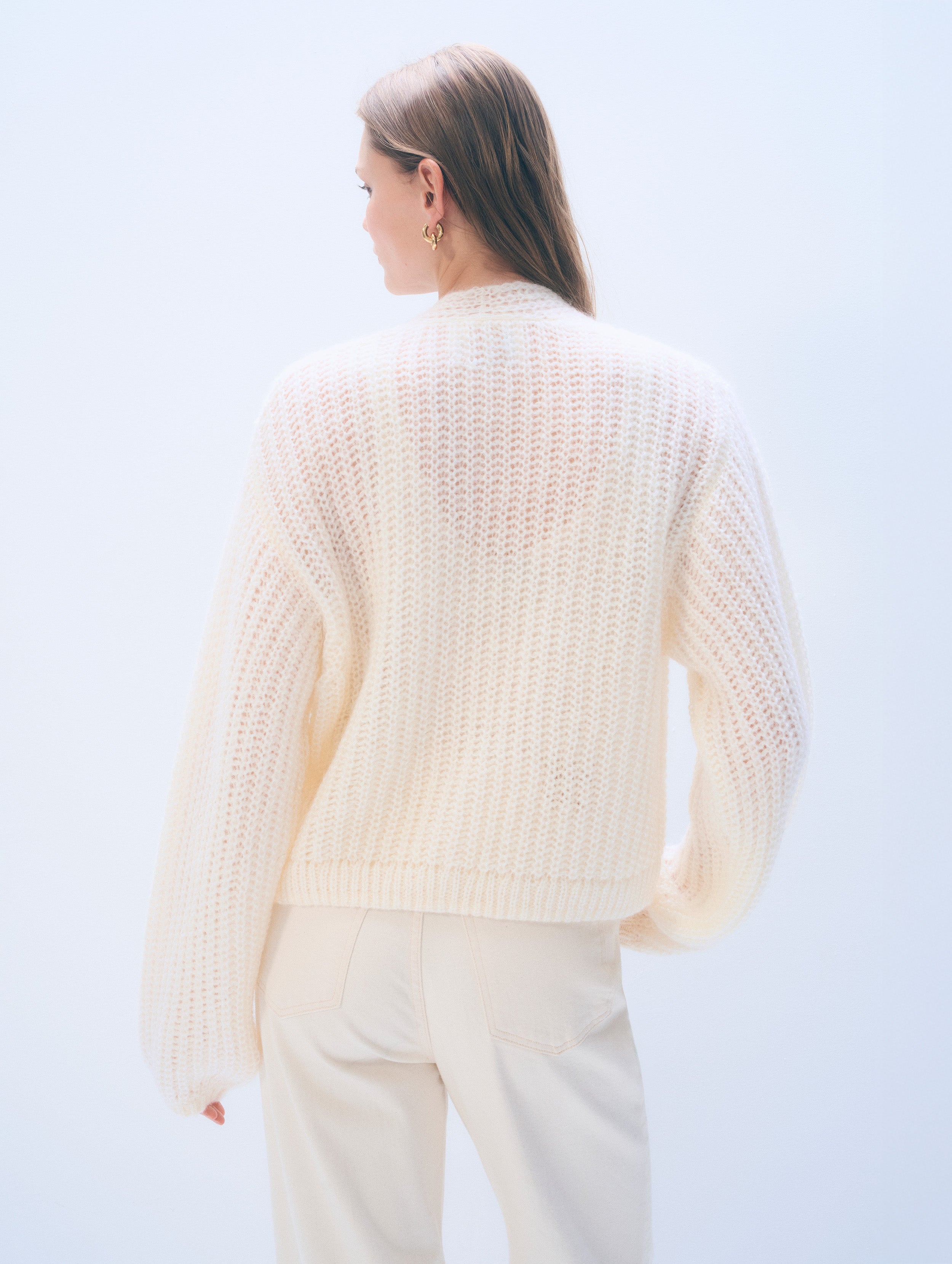 Mohair Luxe Open Cardigan | Ivory
