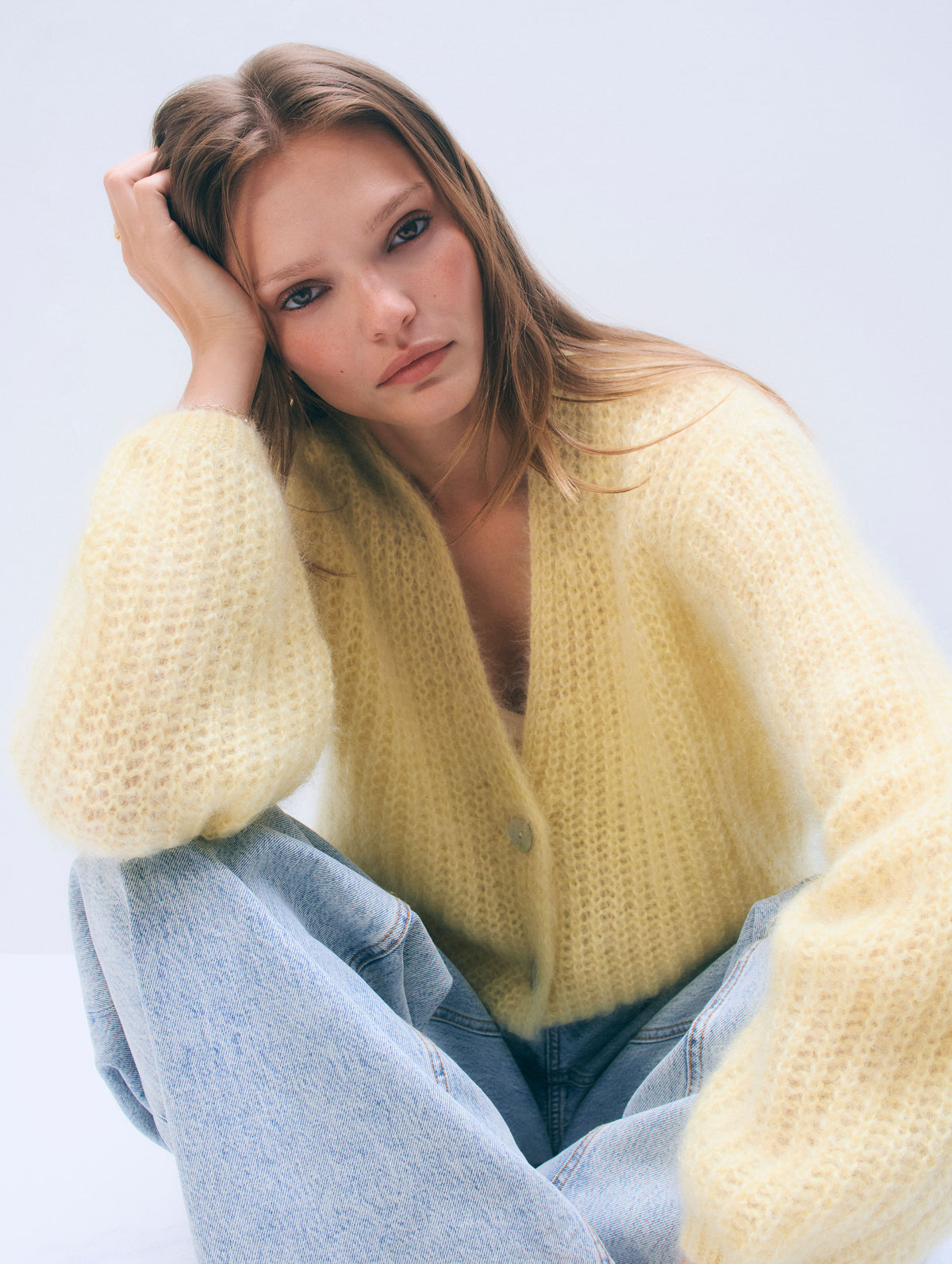 White & Warren Mohair Luxe Open Cardigan | Lemonade