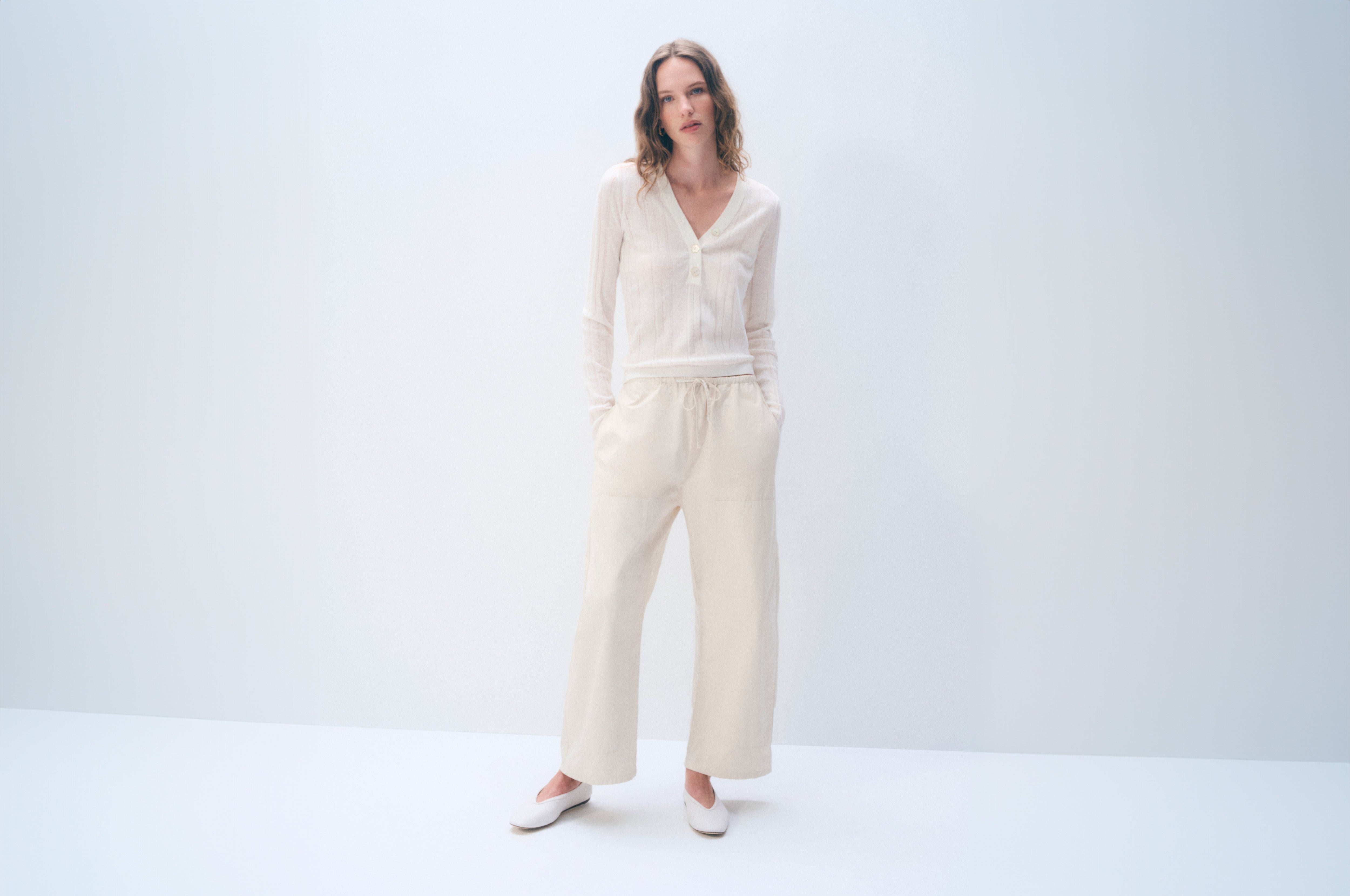 Linen Blend Henley | White